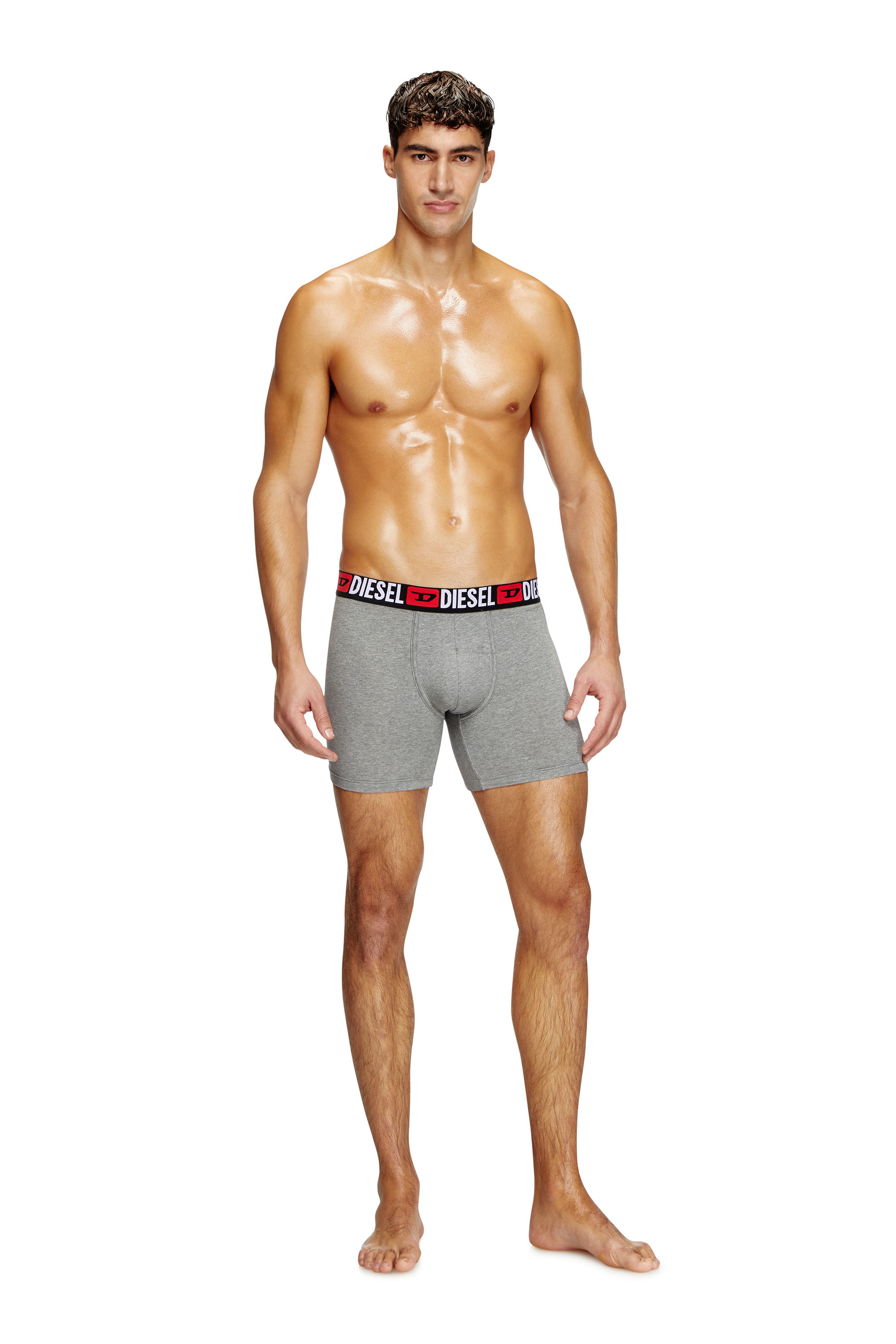 Diesel - MAX-D-CORE-3PACK, Man's Three-pack stretch cotton boxer briefs in Grey/Red - 2