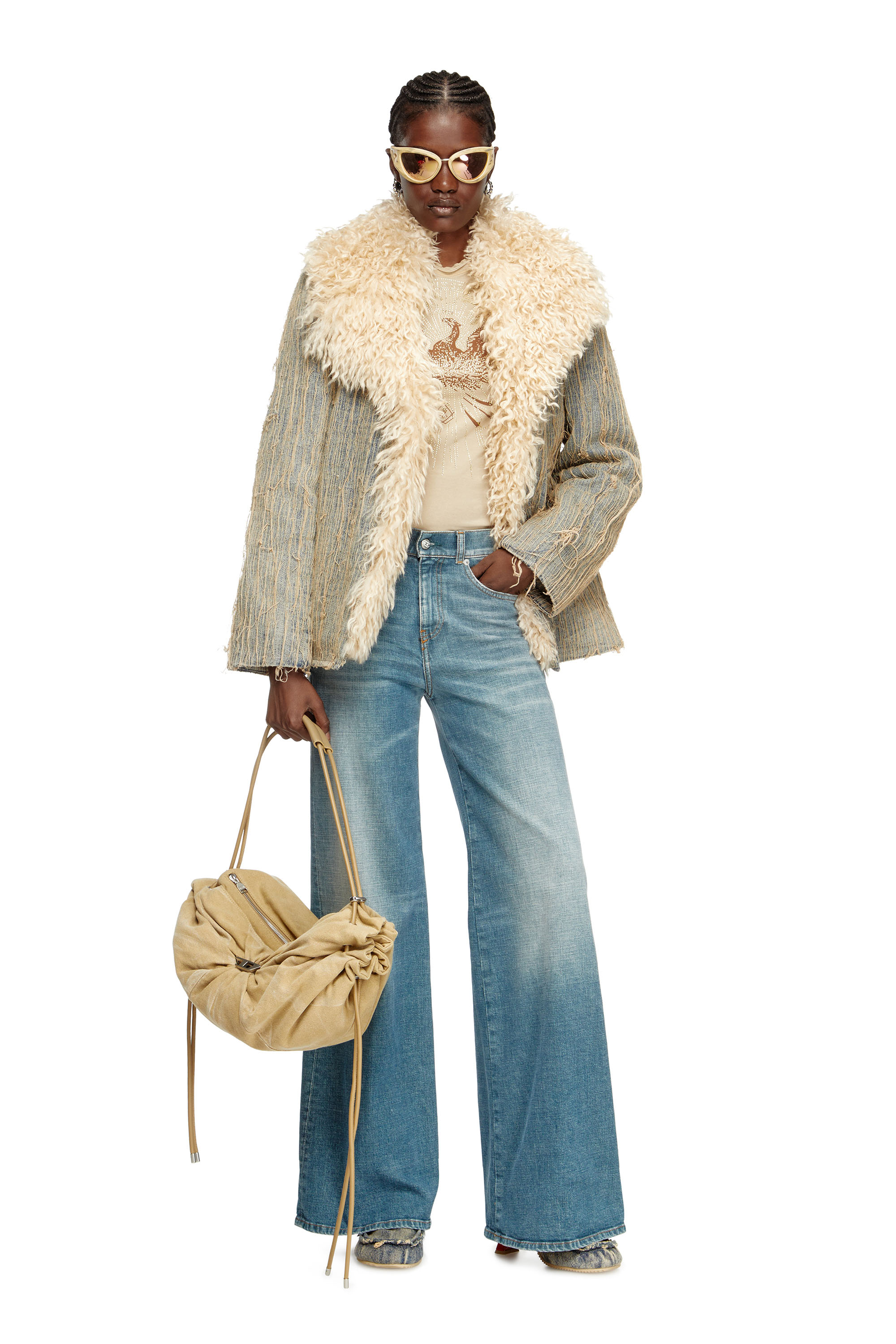 Diesel - DE-ACONIC-S, Woman's Jacket in floating-thread jacquard denim in Light Blue - 1