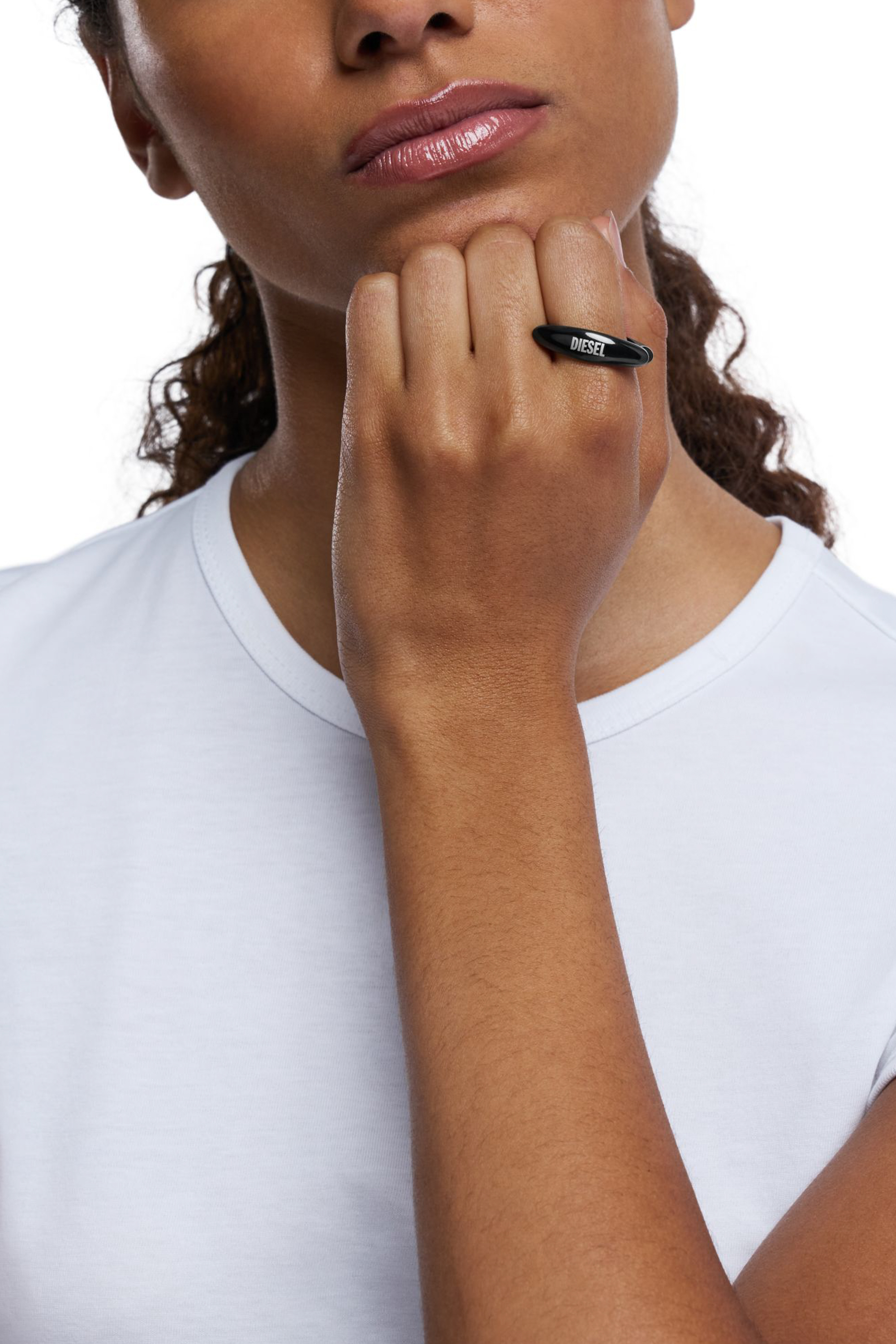 Diesel - DX1632001 JEWELLERY, Unisex's Black stainless steel band ring in Black - 4