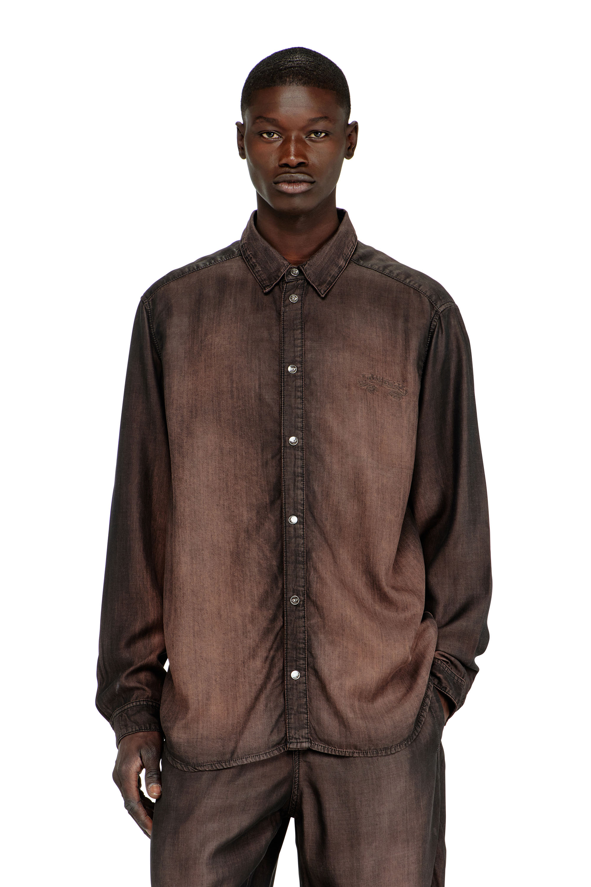 Diesel - D-SIMPLY-S16, Man's Shirt in fluid coated denim in null - 1