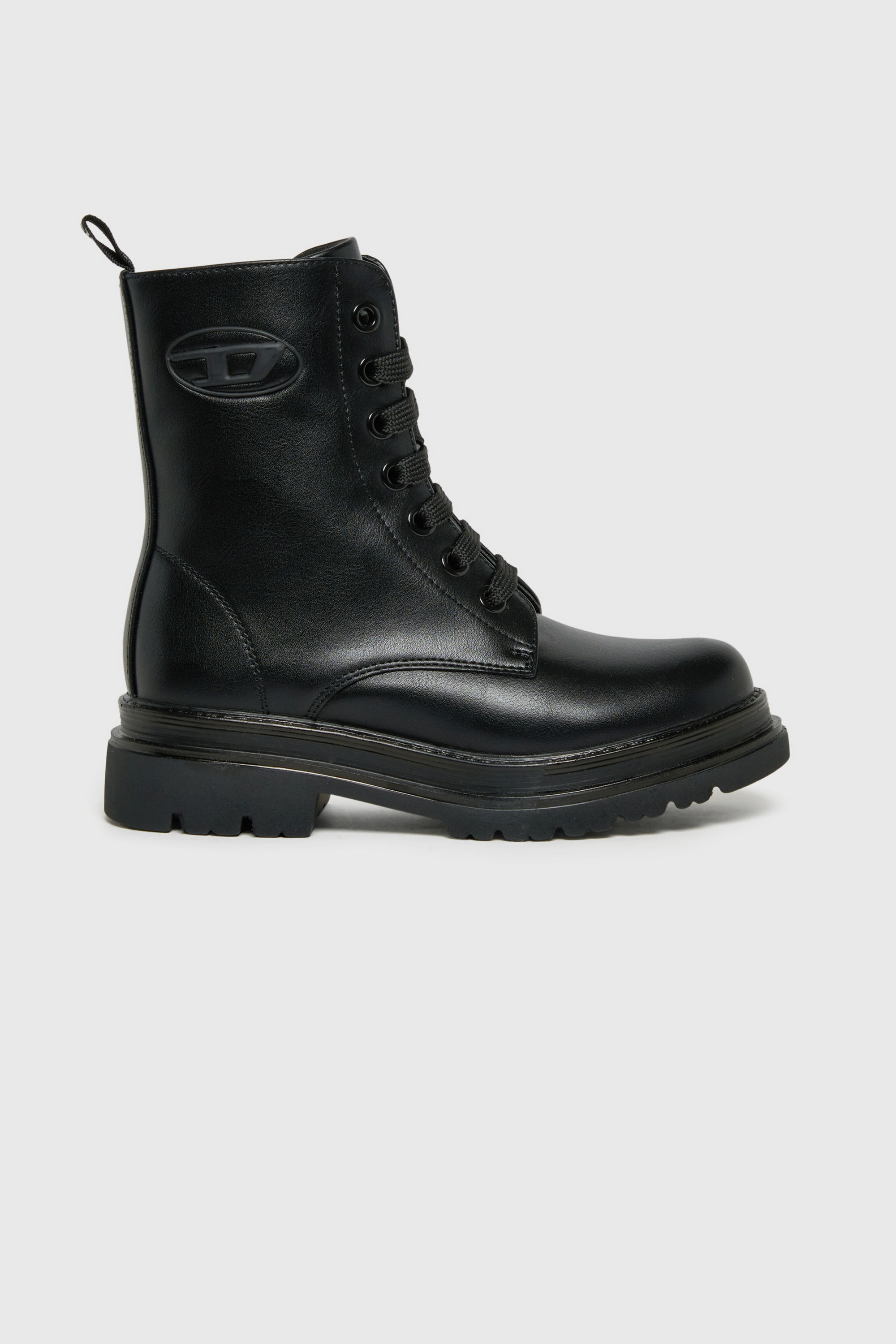 Diesel - D-ANFISTR-PU, Unisex's D-Anfistr- Combat boots with embossed Oval D logo in Black - 1