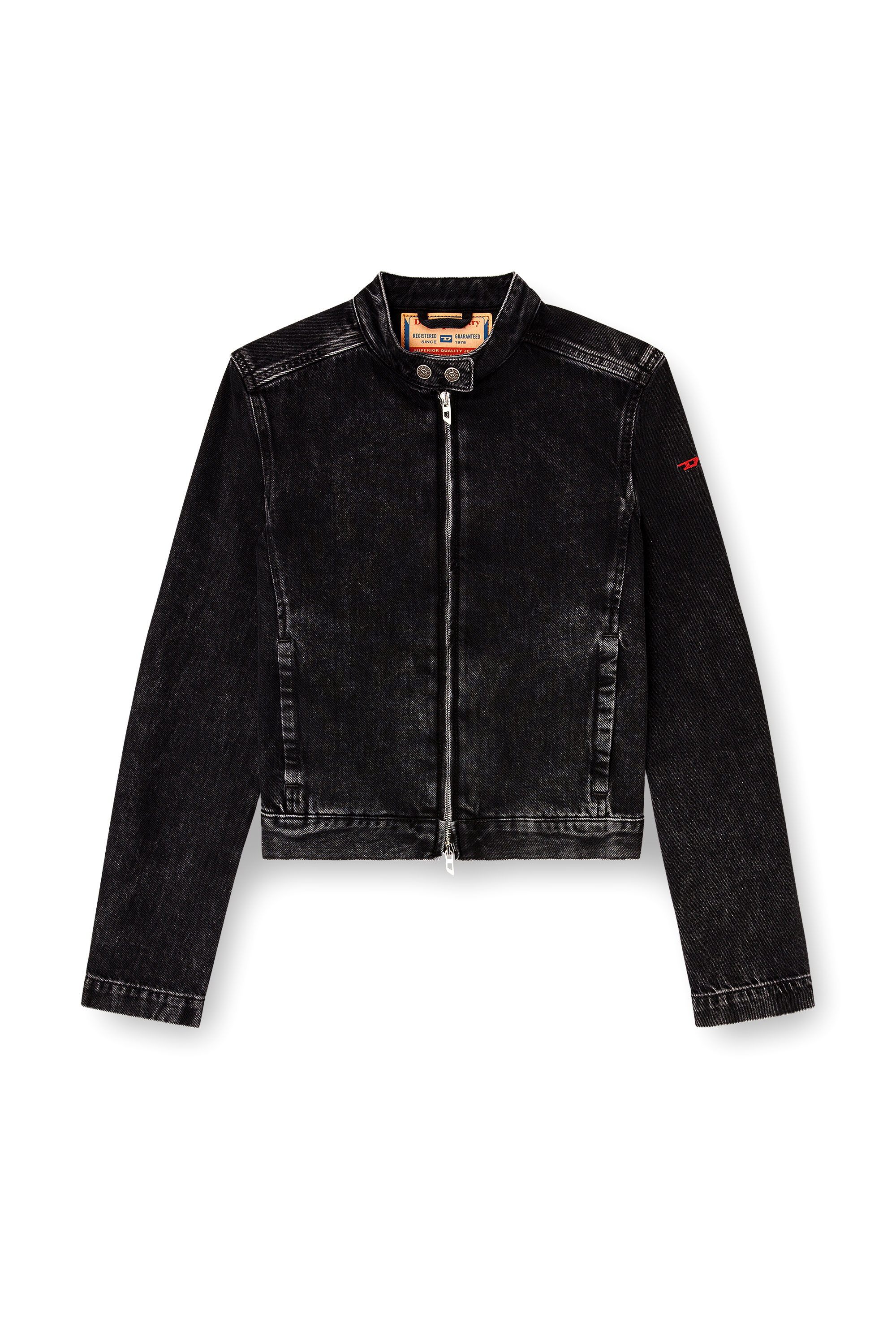 Diesel - DE-MORNIN, Woman's Moto jacket in denim in clean-wash denim in Black - 3