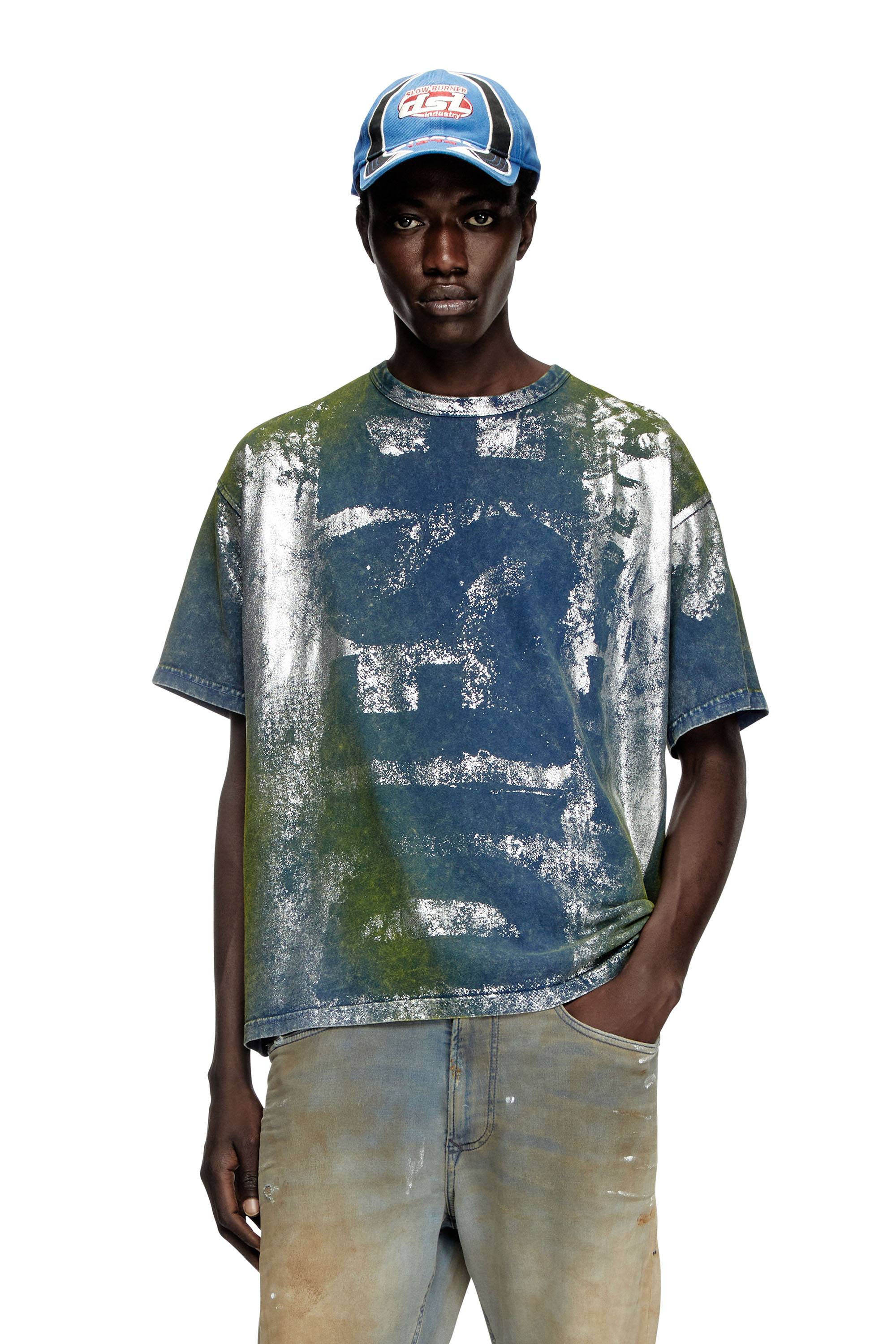 Diesel - T-BOXT-R2, Man's Logo T-shirt with metallic effects in null - 1