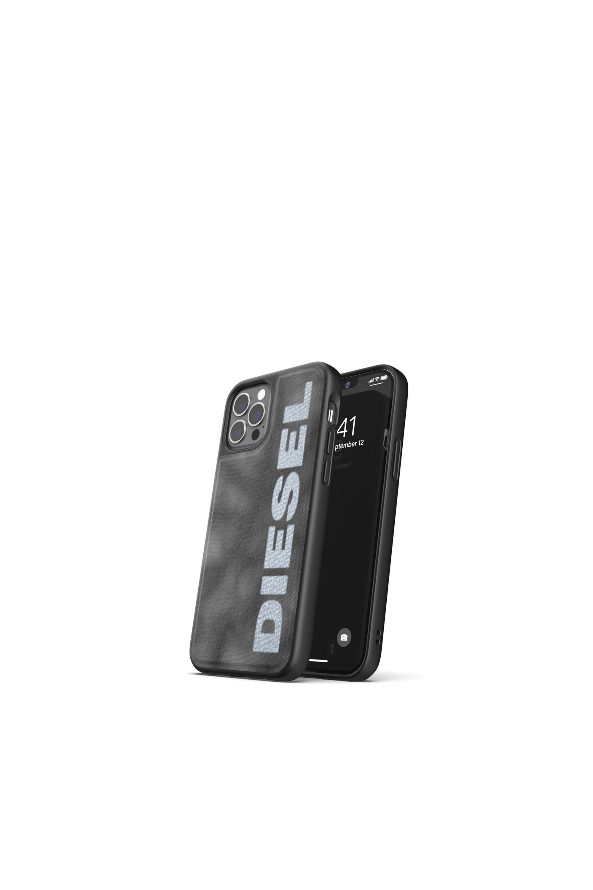 Diesel - 44297   STANDARD CASES, Unisex's Moulded case bleached denim for iPhone 12 / 12 Pro in Black/Grey - 3