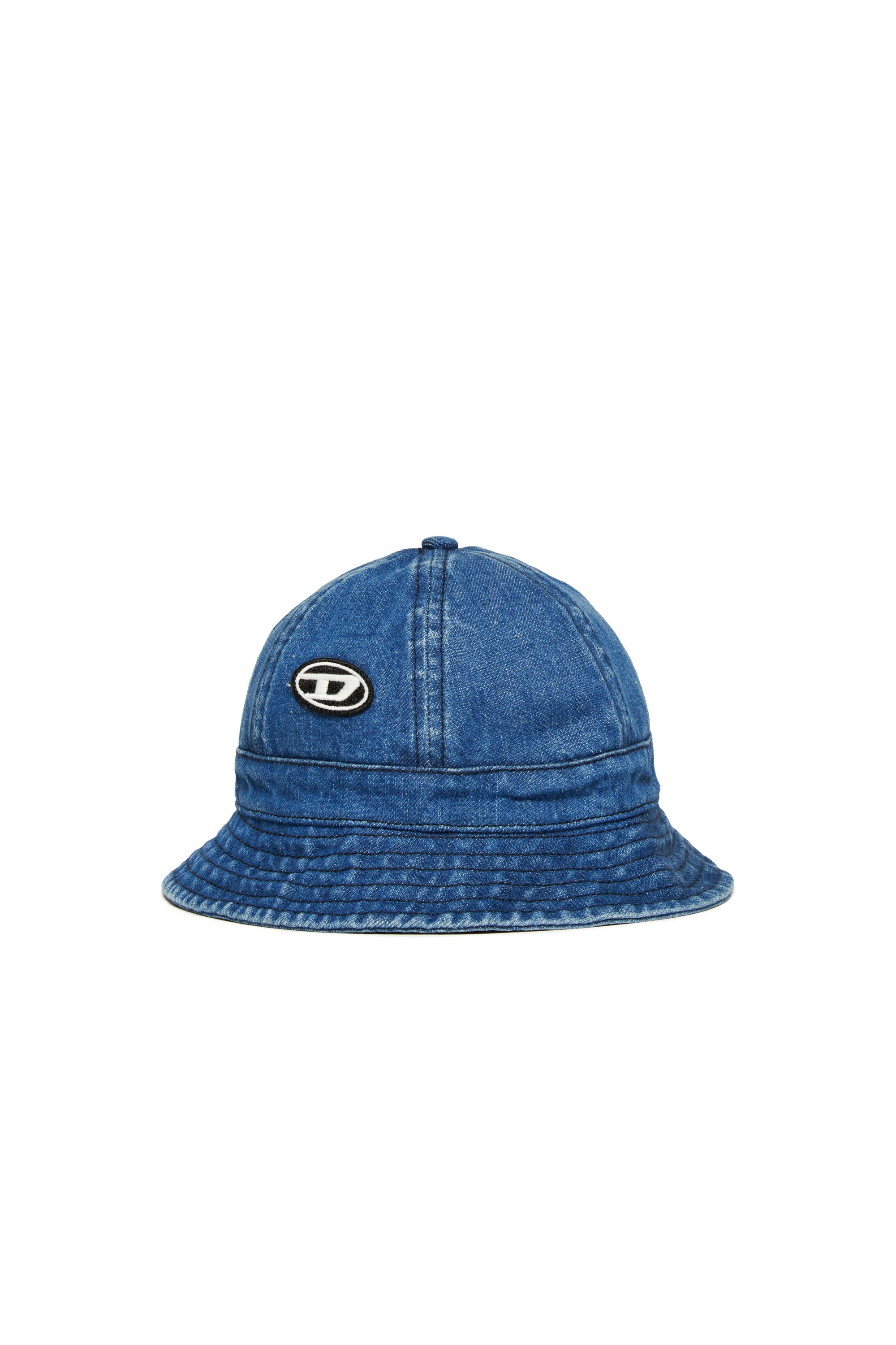 Diesel - FDENB, Unisex's Denim bucket hat with Oval D patch in Medium blue - 1