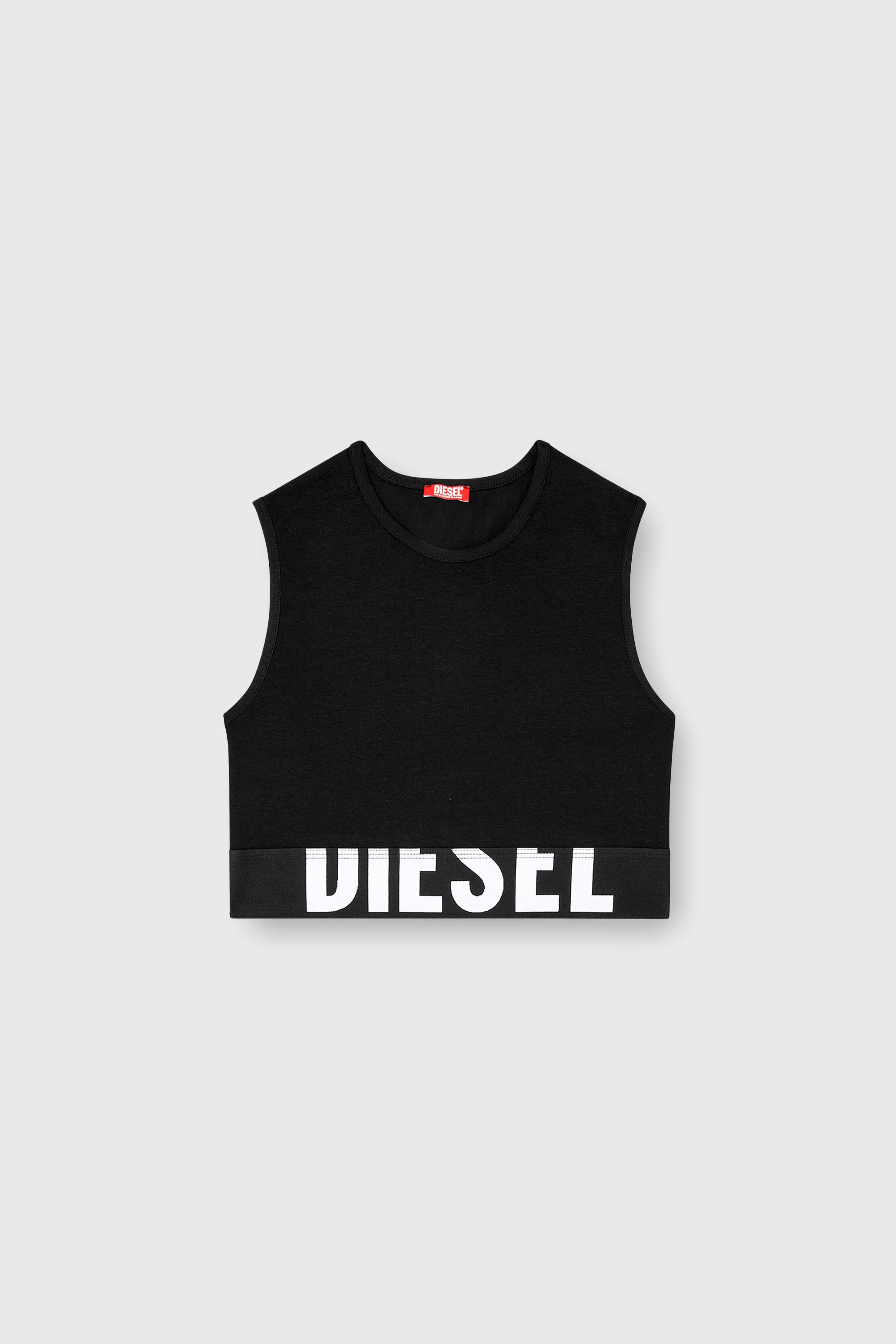Diesel - ADA-D-POP, Woman's Cropped tank top with cut-off logo in Black - 2