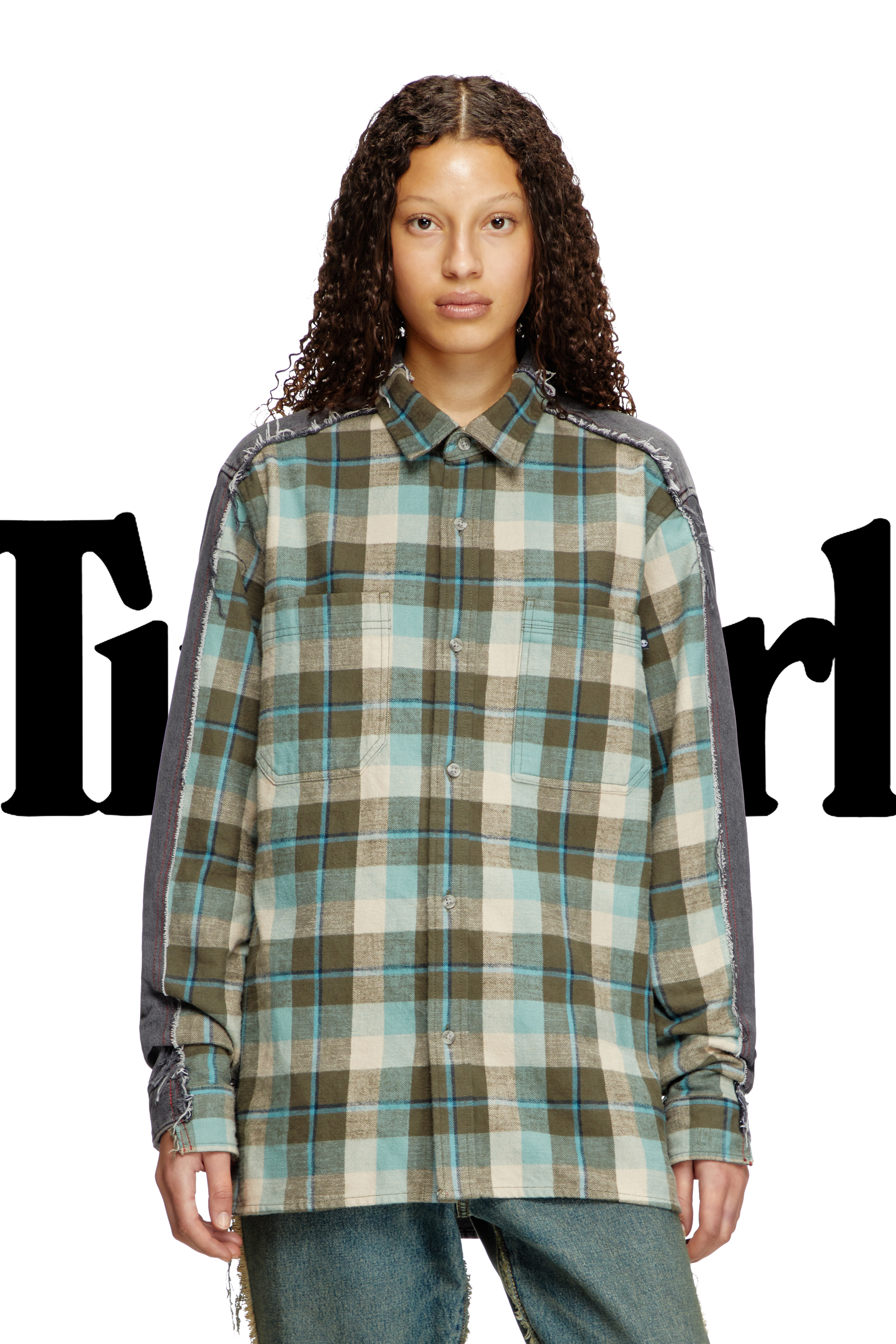 Diesel - Shirt Dieseloves 2B, Unisex's Check and denim shirt in Green/Black - 7