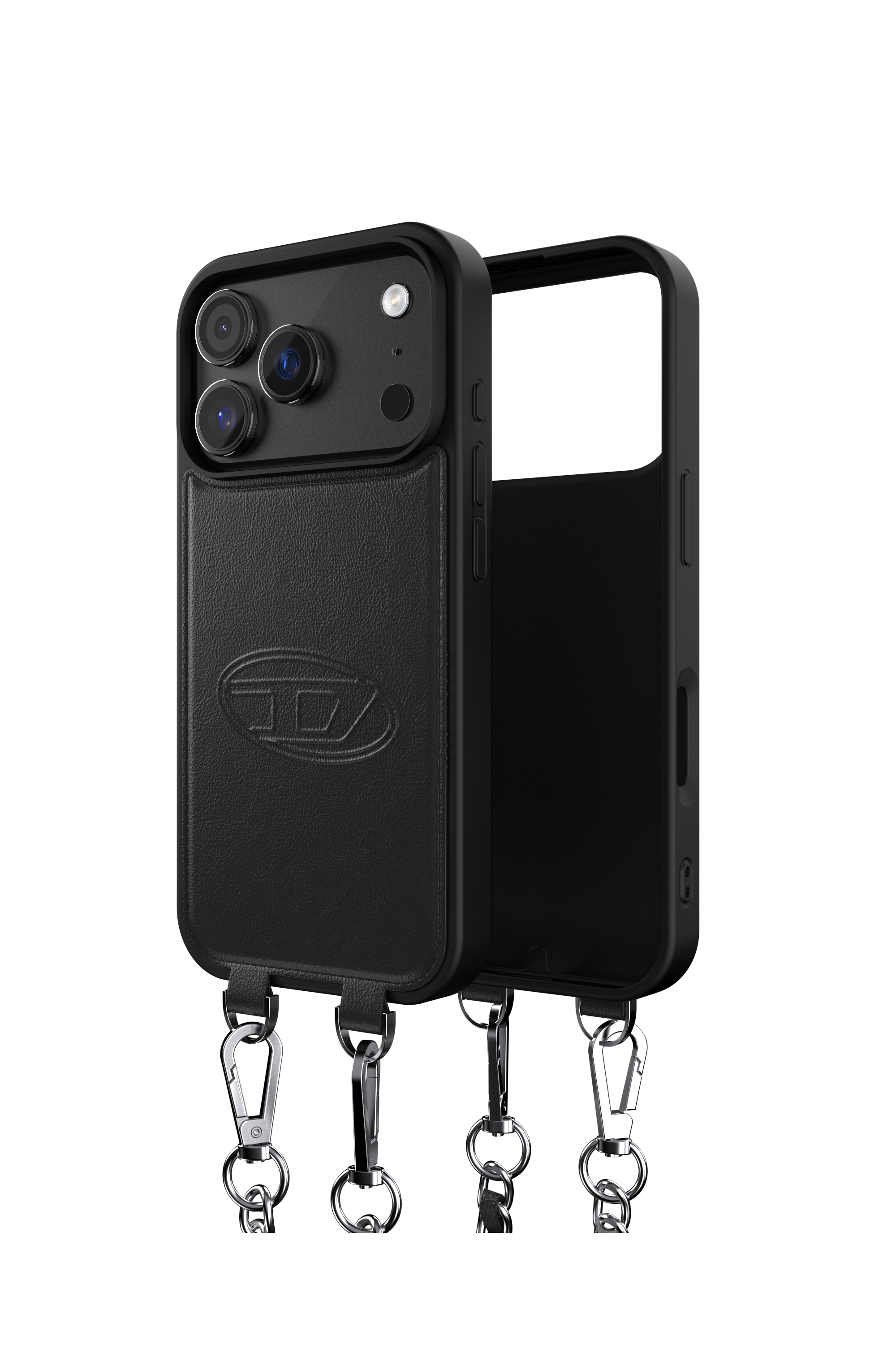 Diesel - 60662 MOULDED CASE, Unisex's Oval D case with wrist strap and MagSafe for iPhone 17 Pro in Black - 1