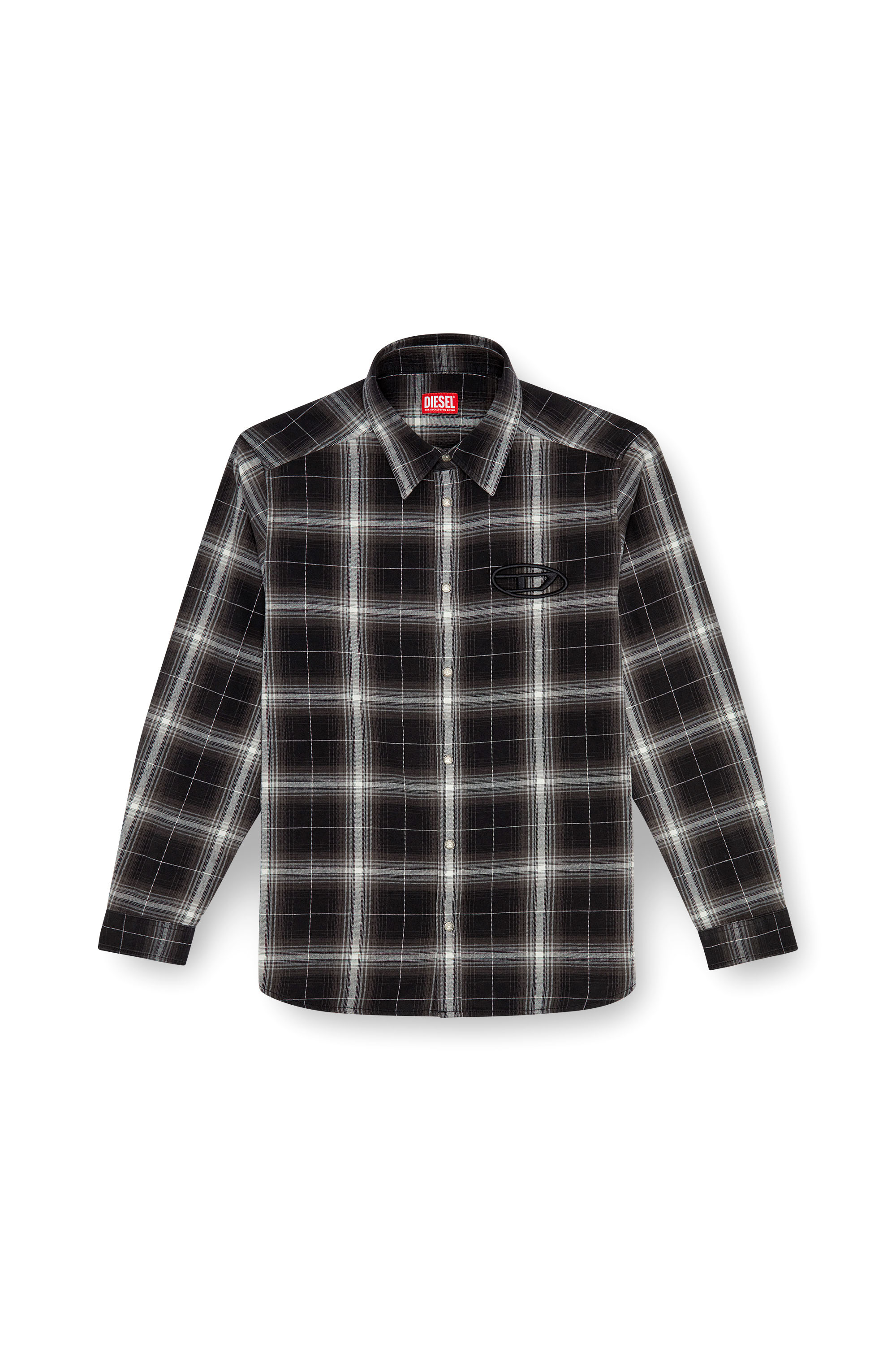 Diesel - S-SIMPLY-A, Man's Check flannel shirt in Black - 4