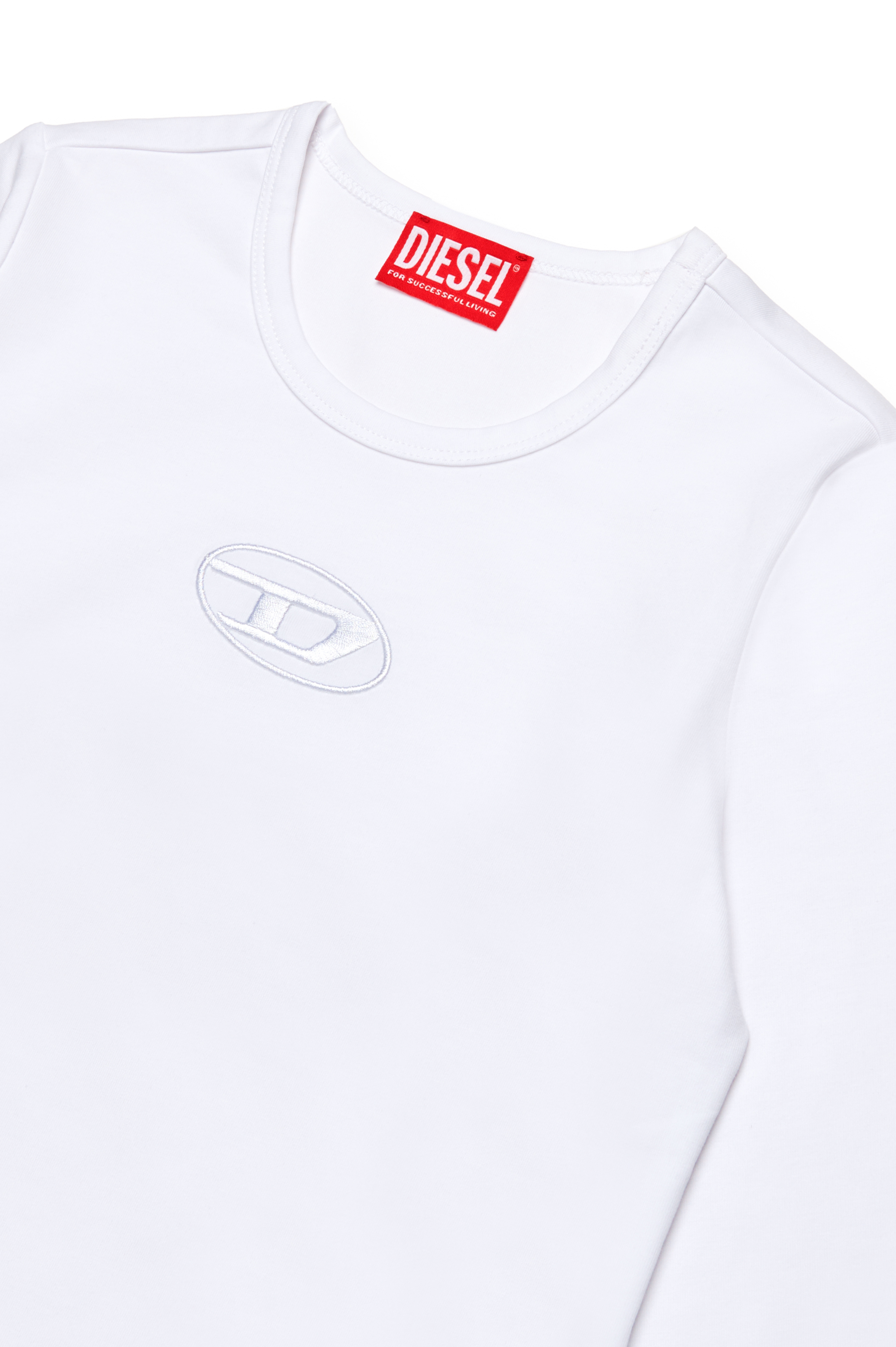 Diesel - TIVAL, Woman's Long-sleeve T-shirt with logo embroidery in White - 3