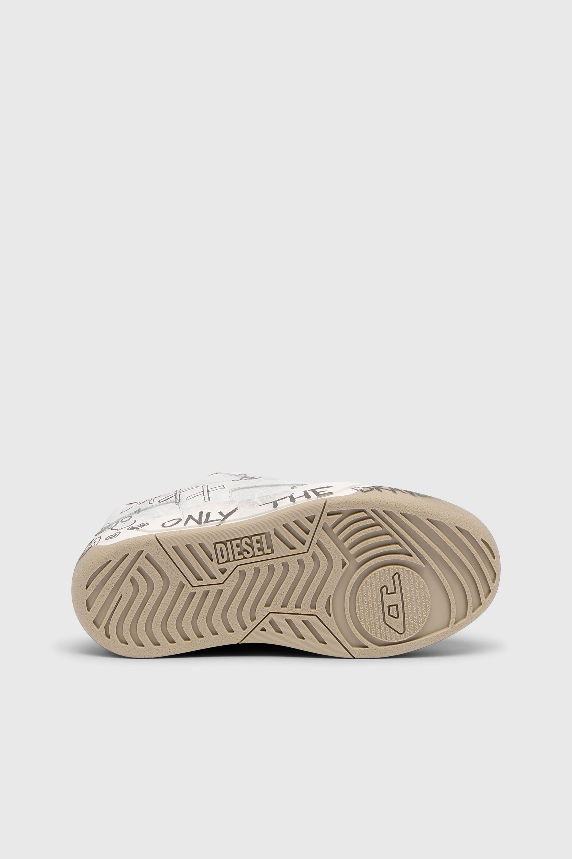 Diesel - S-D-OLLIE LOW, Man's D-Ollie-Leather sneakers with graffiti print in White - 5