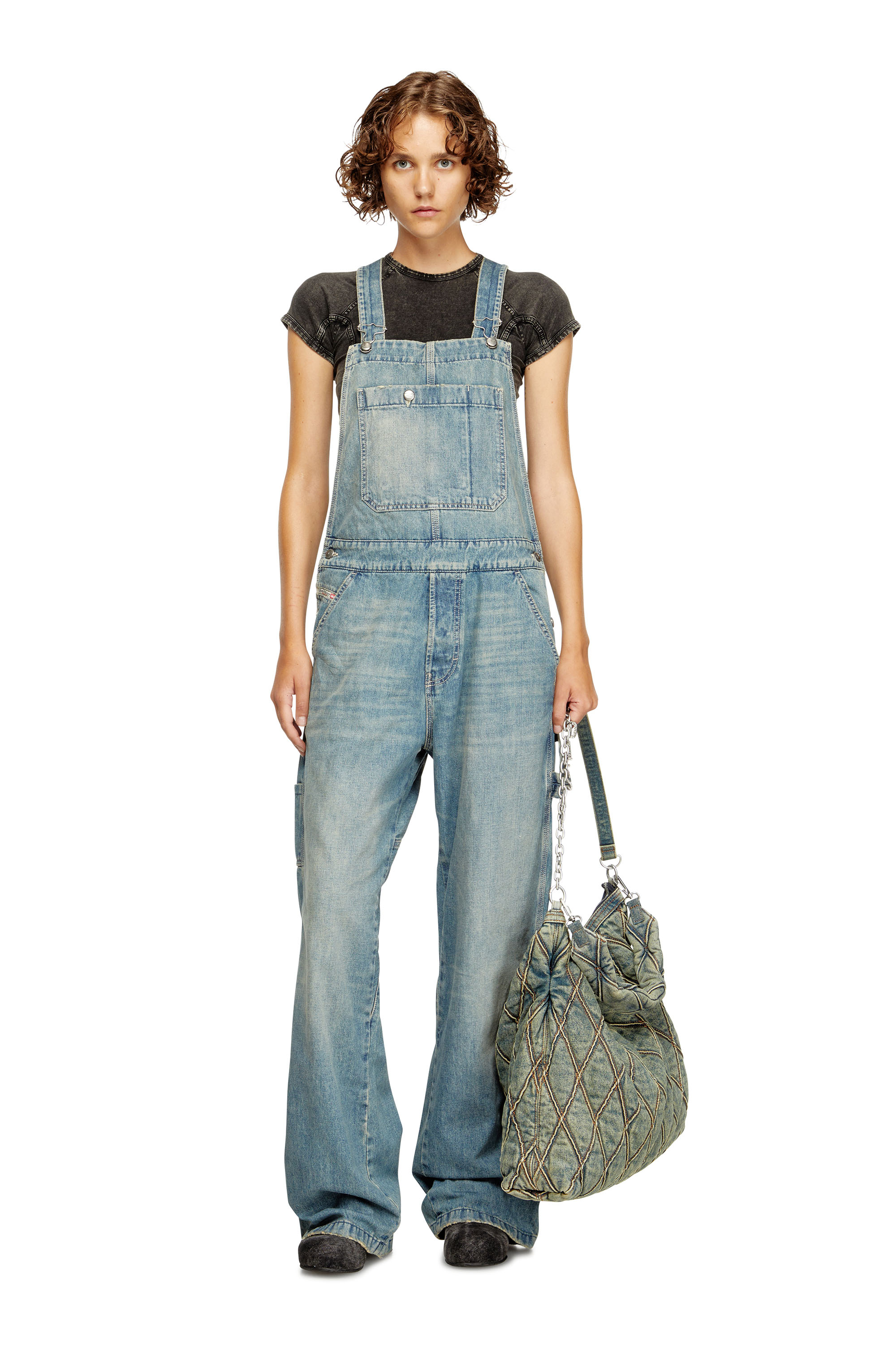 D-FRAMU-U, Light Blue Diesel - D-FRAMU-U, Unisex's Utility-style denim dungarees in Light Blue - 7