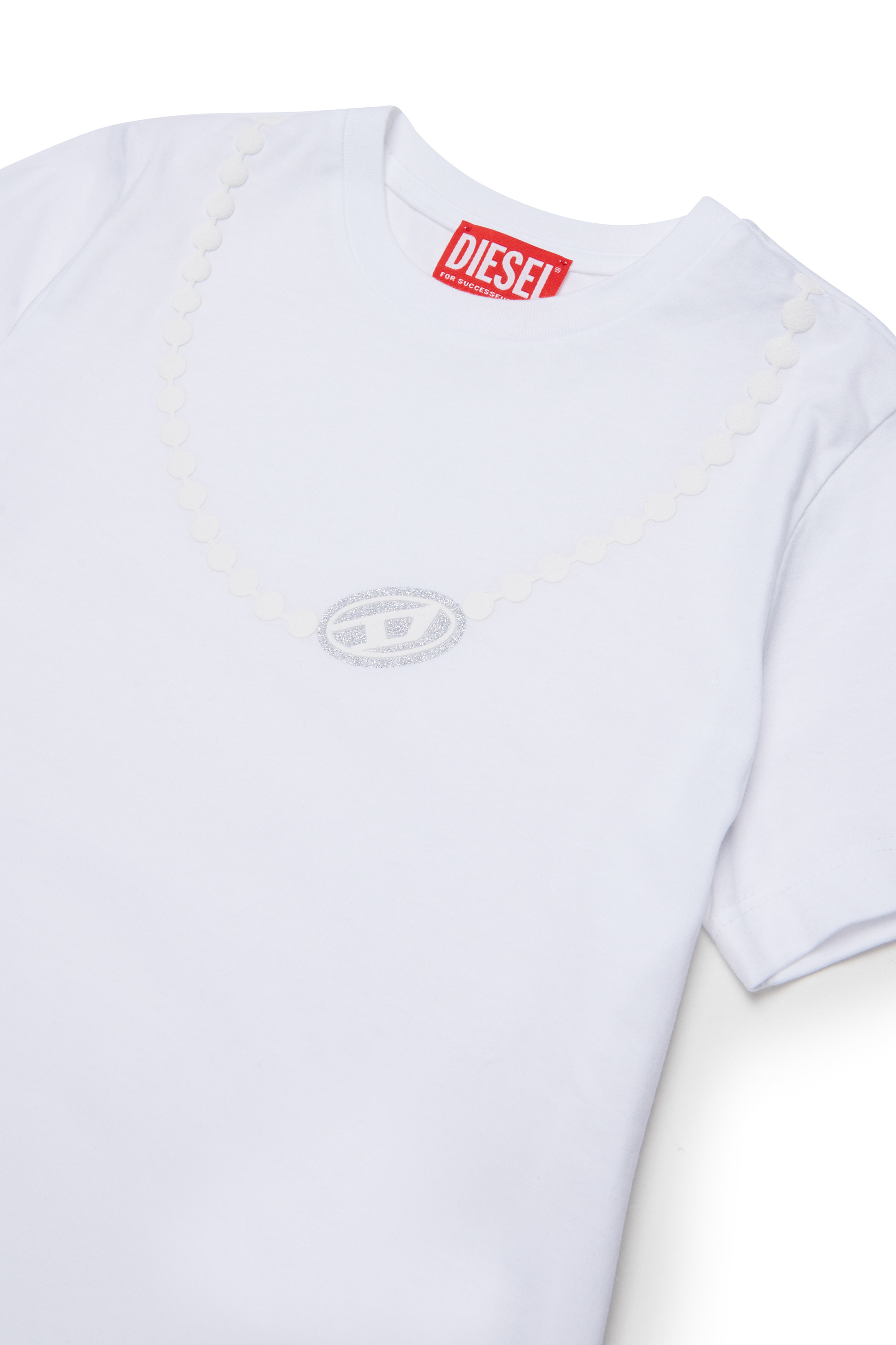 Diesel - TICLA, Woman's Cotton T-shirt with necklace print in White - 3