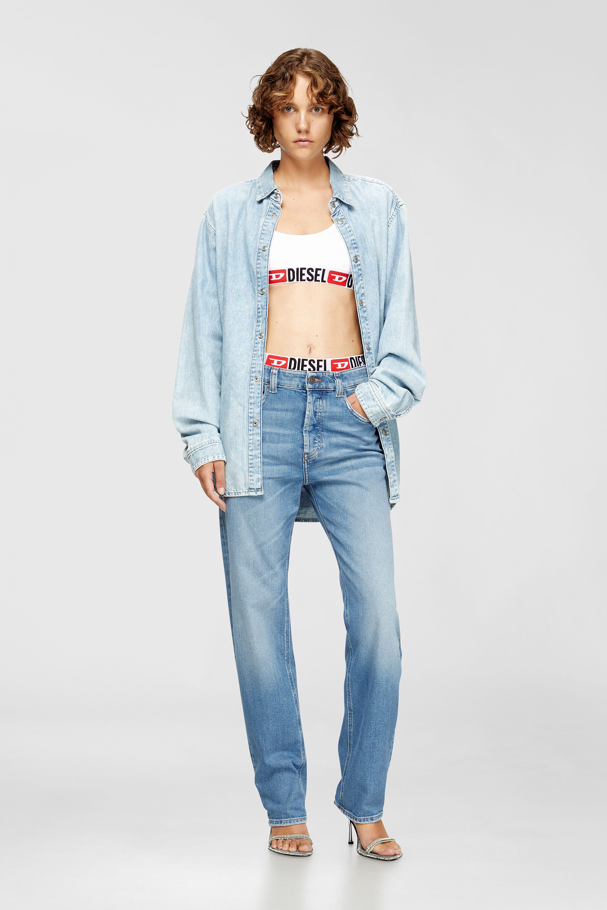 Diesel - UFSB-ORIBA, Woman's Cotton bralette with logo in White - 6
