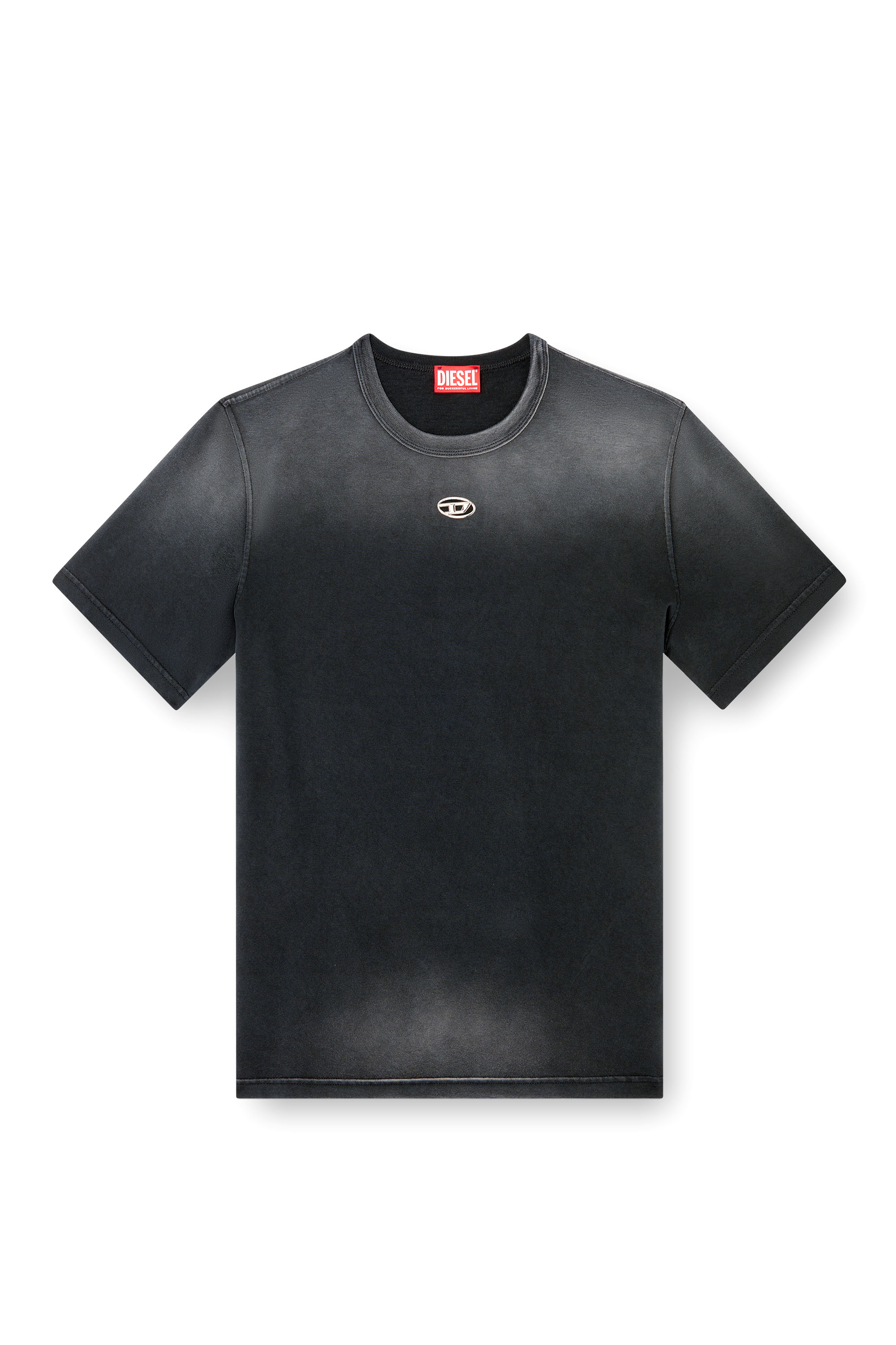 Diesel - T-ADJUST-T1, Man's Faded T-shirt with cut-out Oval D in Black - 2