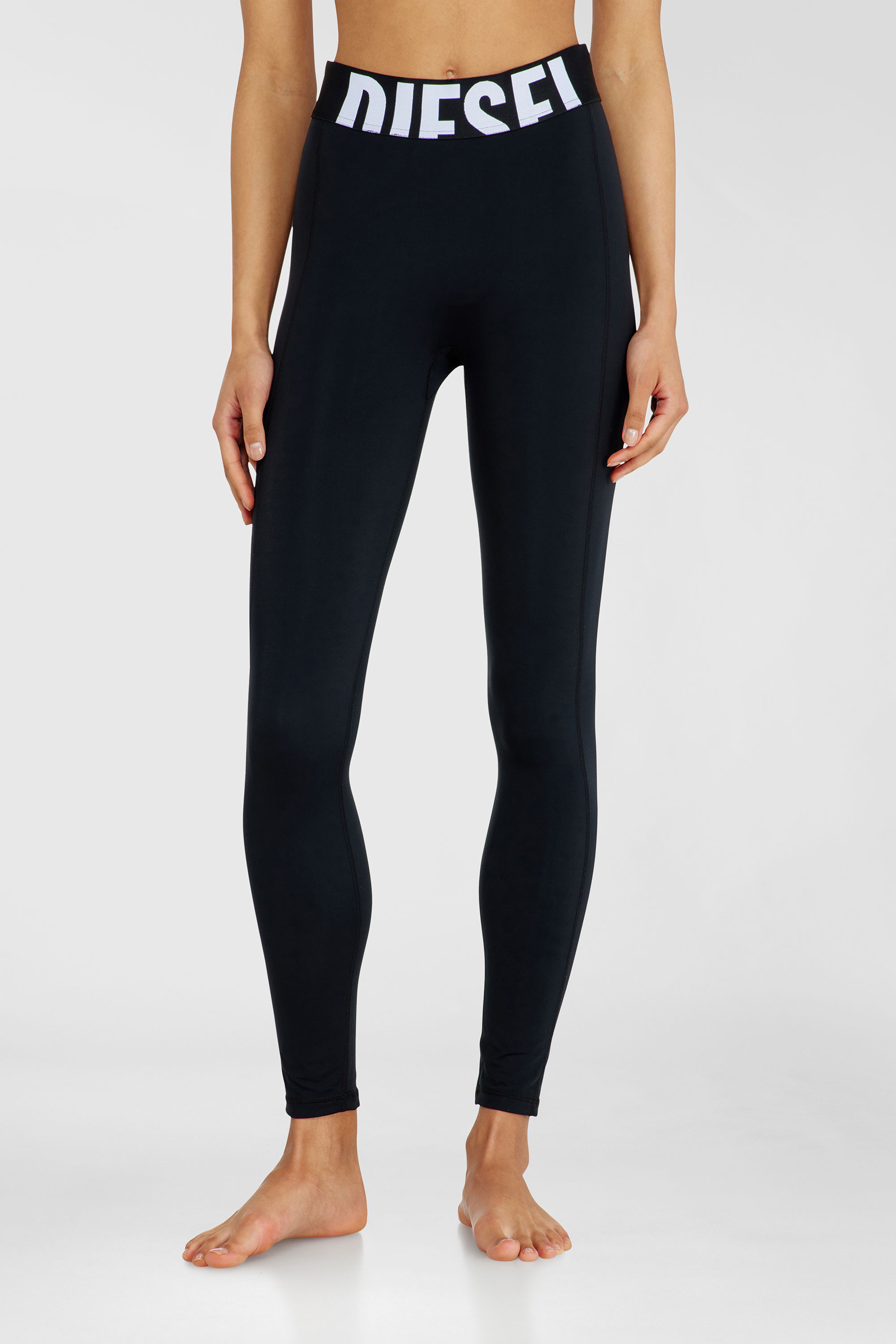Diesel - ADELINE-D-POP, Woman's Microfibre leggings with cut-off logo in Black - 3