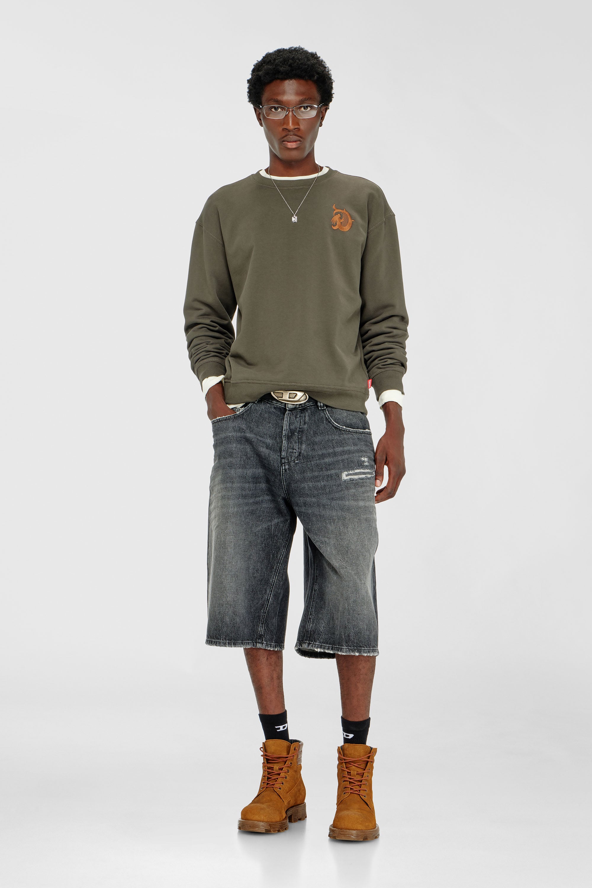 Sweatshirt with embroidery and flock print