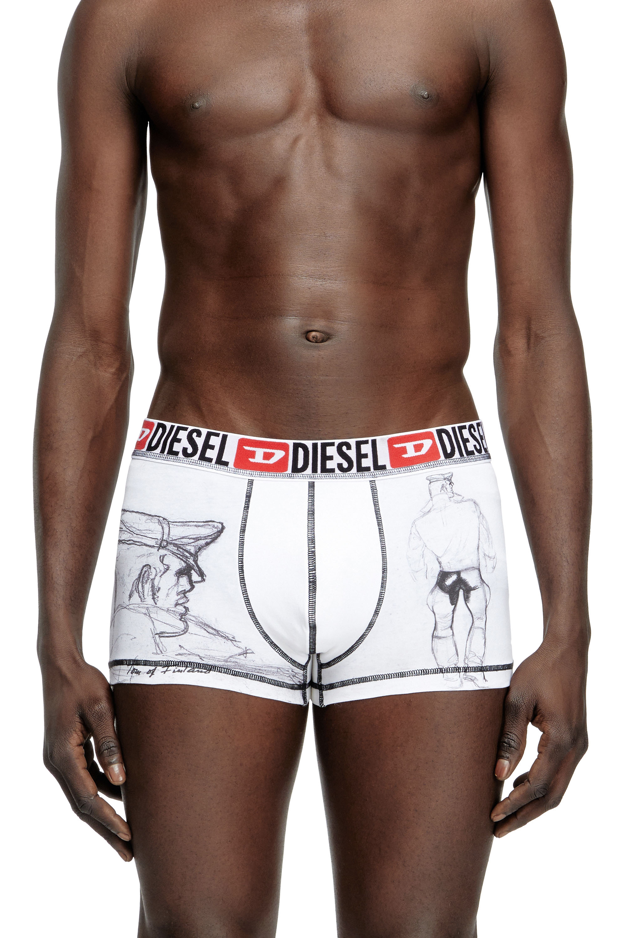 Diesel - PR-DAMIEN, Man's Boxer shorts with sketch-effect print in White - 2