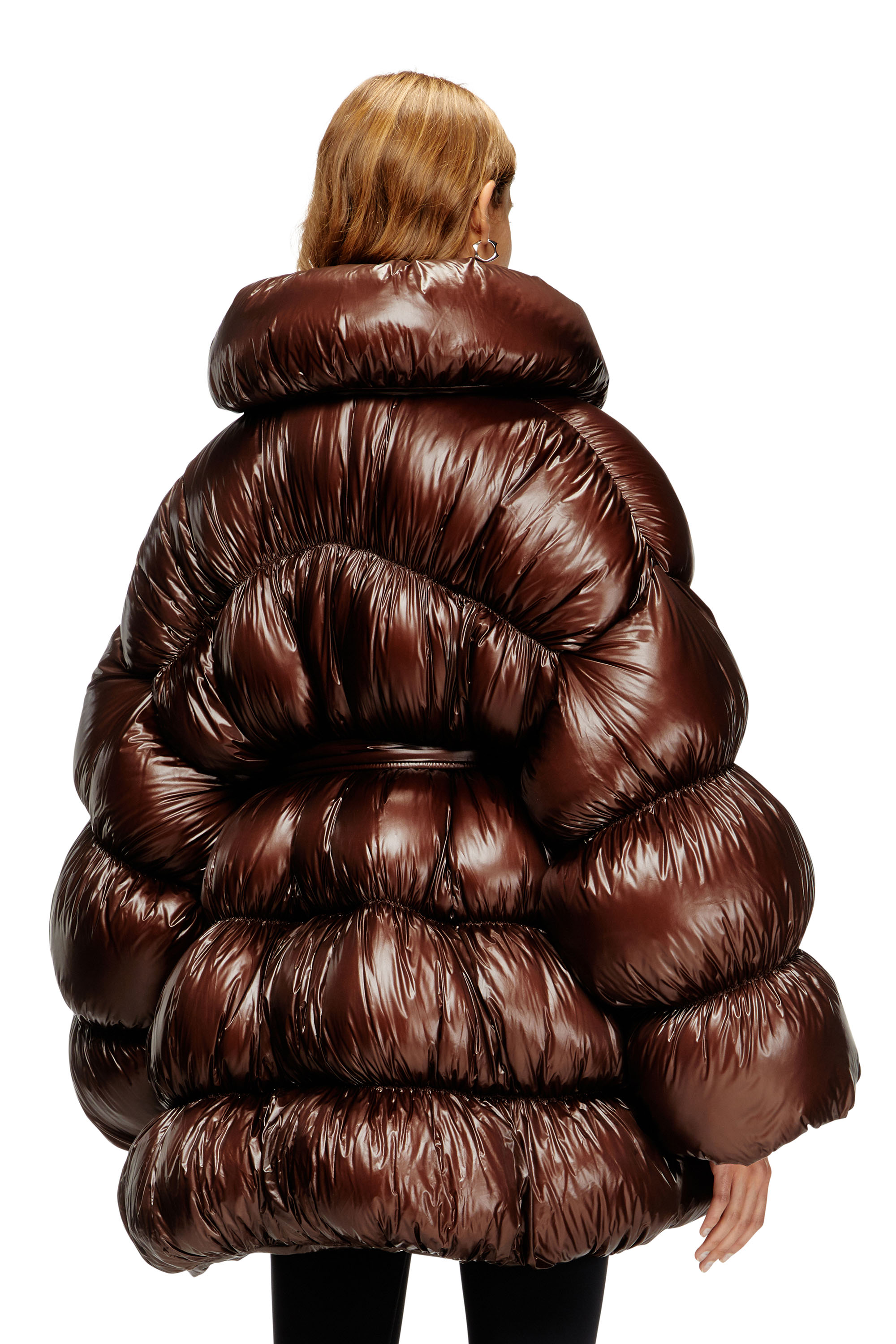 W-INONA, Brown Diesel - W-INONA, Woman's Short quilted down coat with belt in Brown - 4