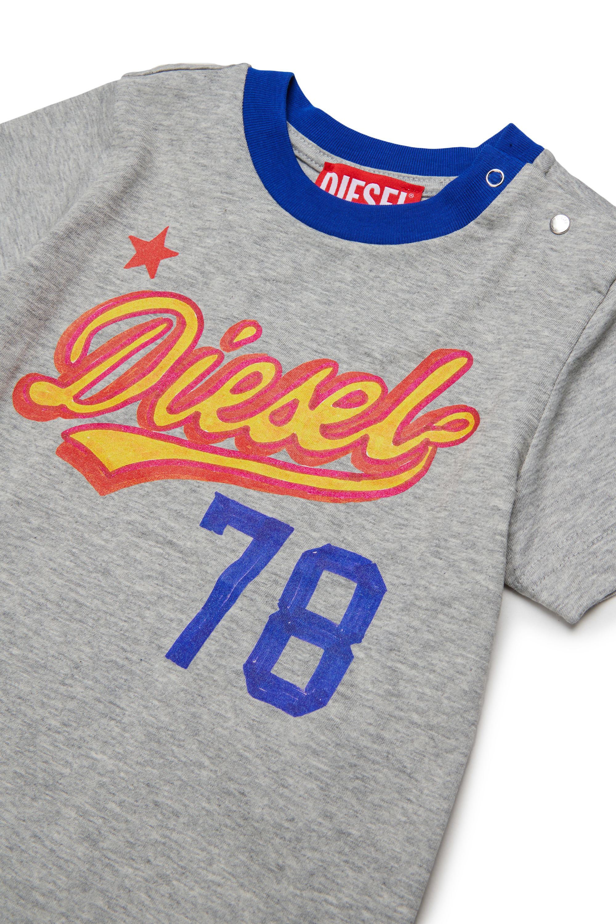 Diesel - TURSIB, Man's Cotton T-shirt with retro logo print in Grey - 3