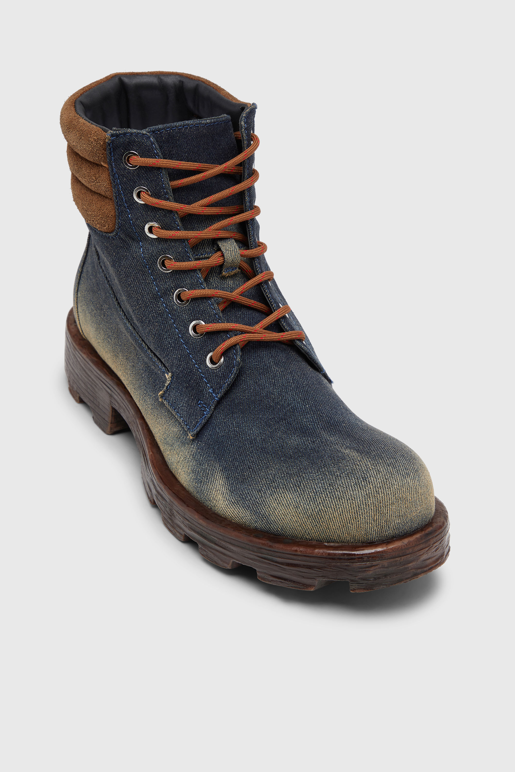 Diesel - D-HAMMER LACE UP, Man's D-Hammer-Combat boots in denim and suede in Dark Blue - 6