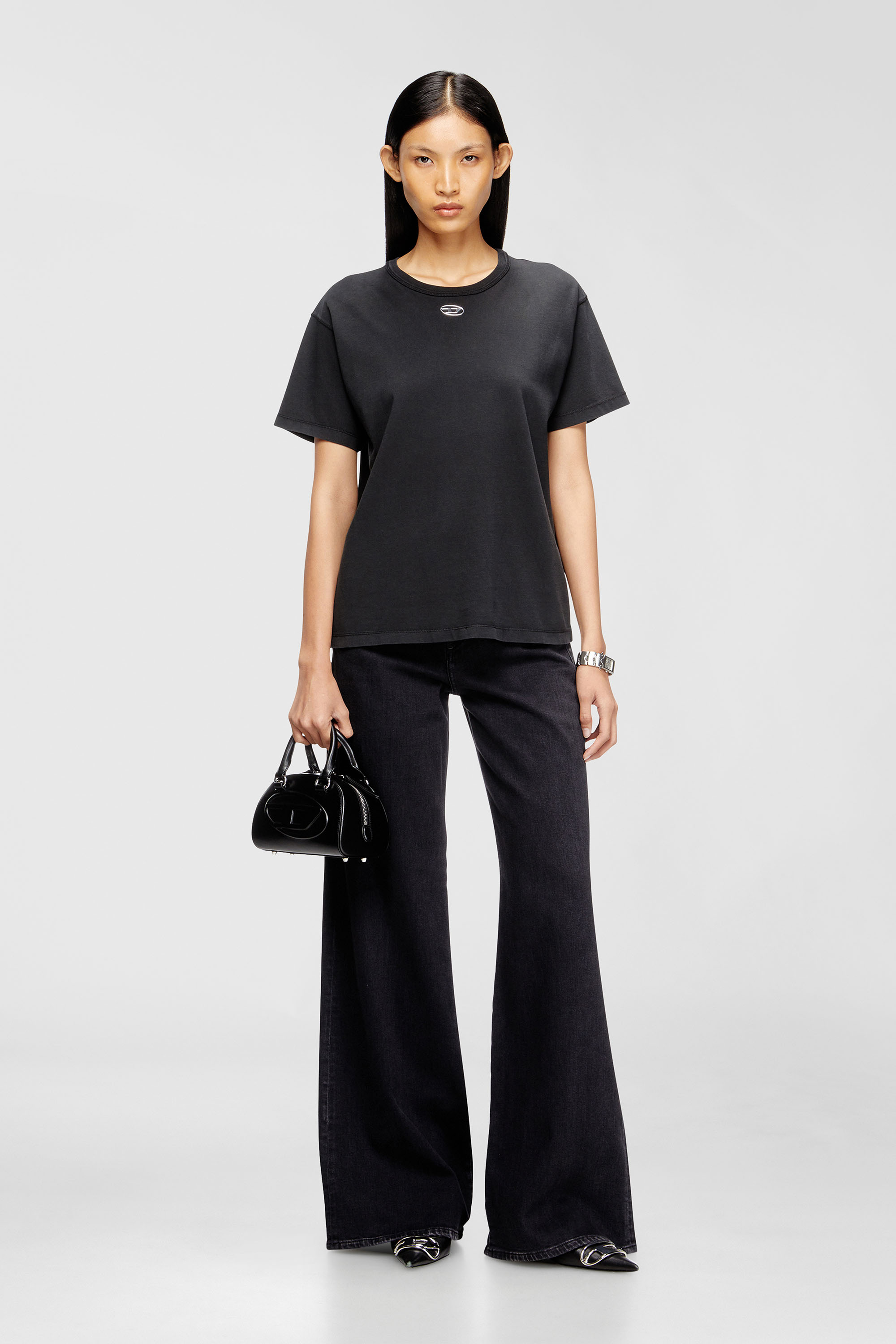 Cotton T-shirt with metallic Oval D
