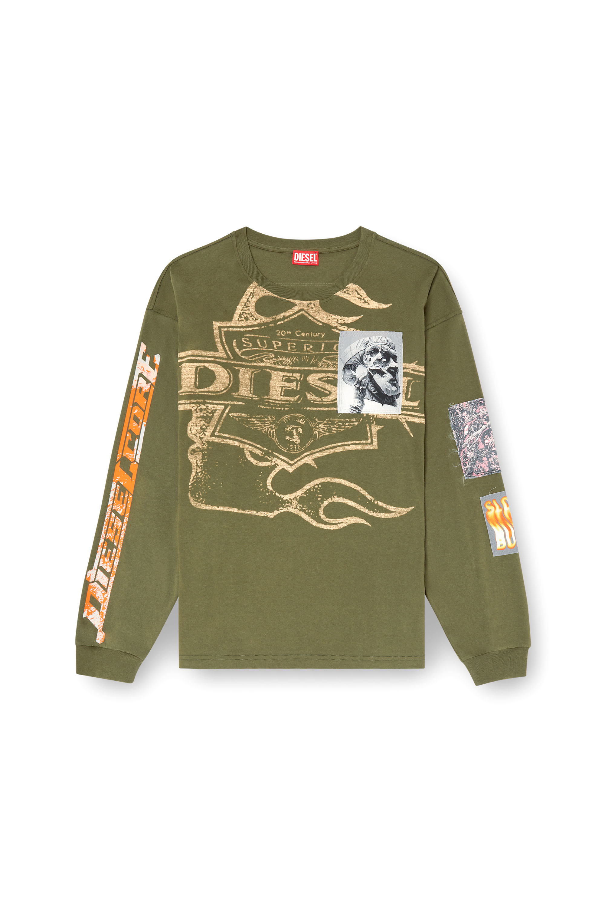 Diesel - T-BOXT-LS-SLITS-R5, Man's Long-sleeve T-shirt with graphic patches in null - 3