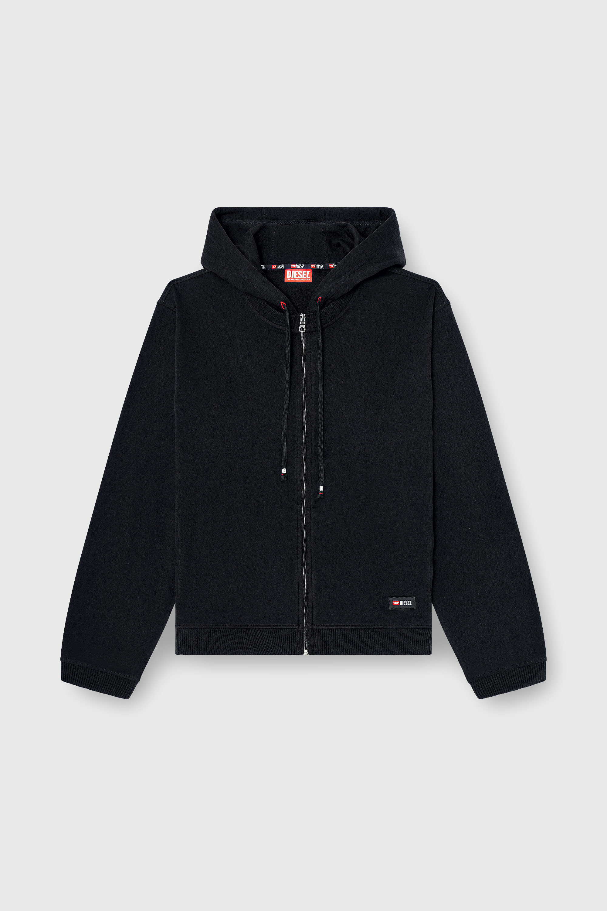 Diesel - JOY-D-CORE, Man's Hoodie in peached cotton blend in Black - 2