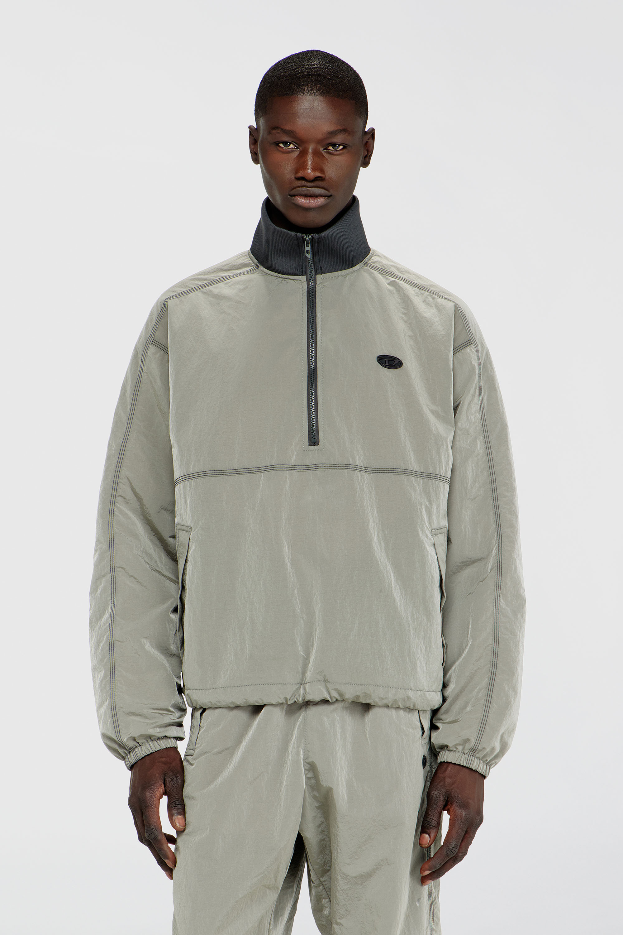 Diesel - J-ANOK, Man's Nylon jacket with crinkle effect in Light Grey - 3