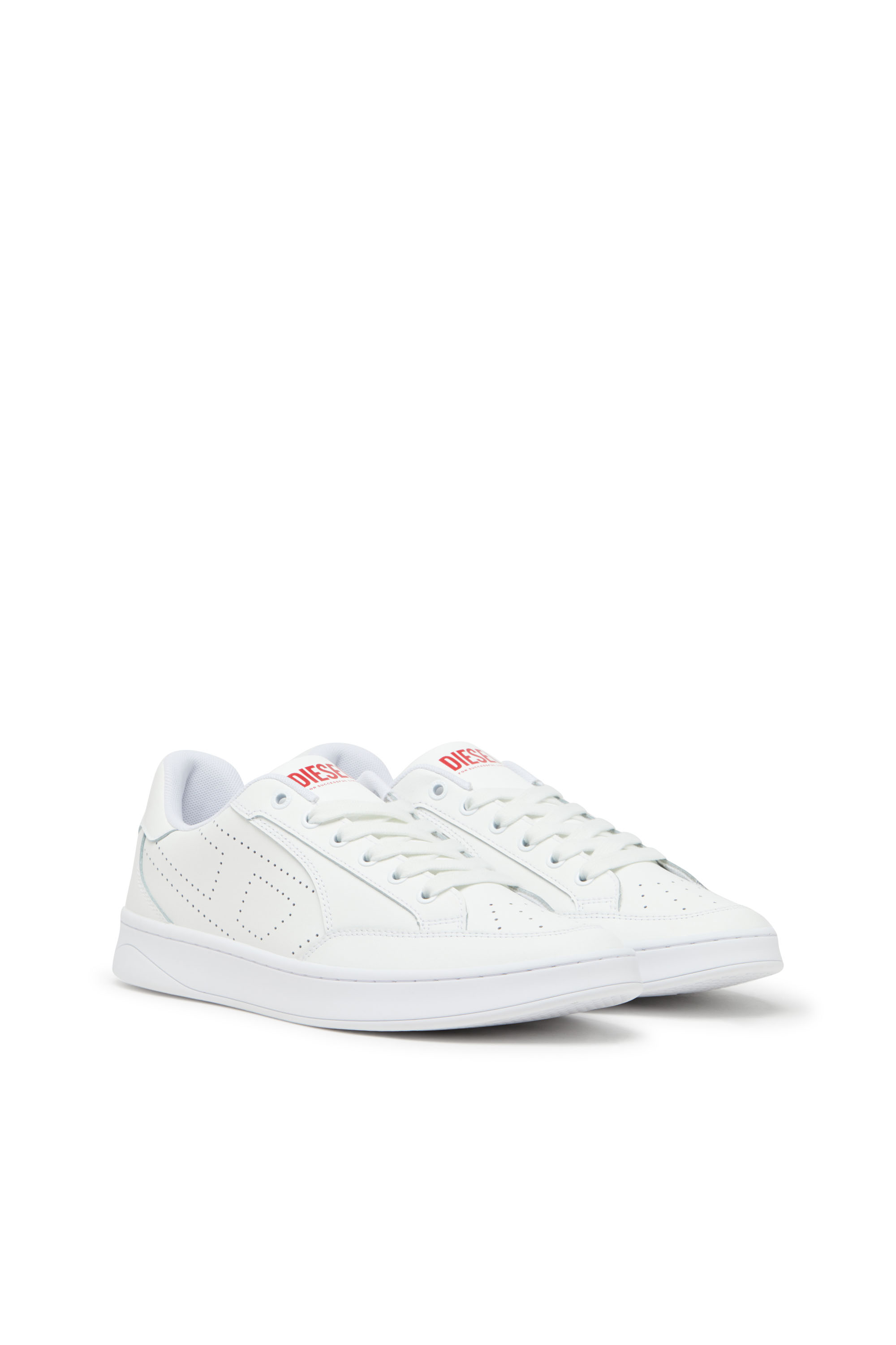 Diesel - S-DAKOTA LOW, Man's S-Dakota-Leather sneakers with perforated logo in White - 2