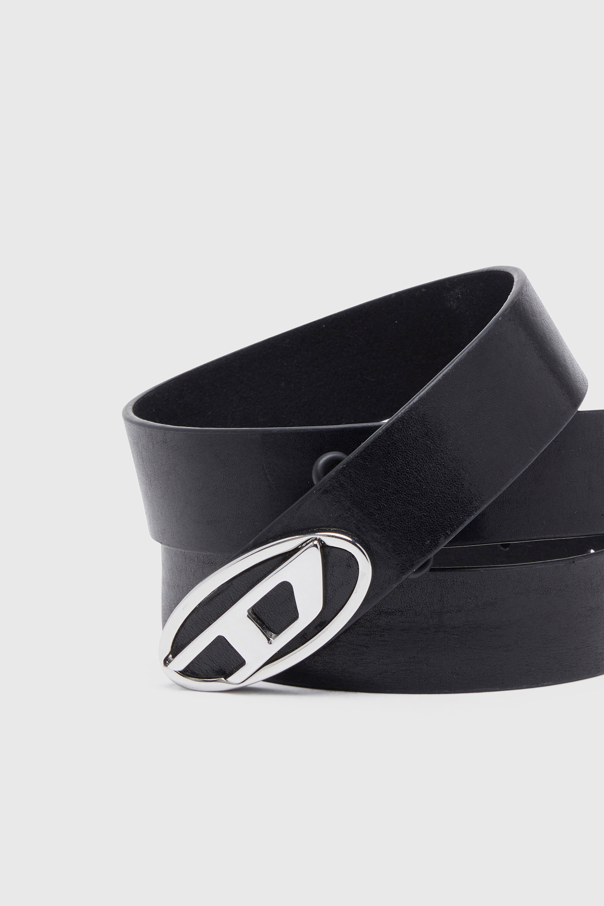 Diesel - B-1DR-LAYER, Man's 2.9cm leather belt with oval d logo in Black - 3