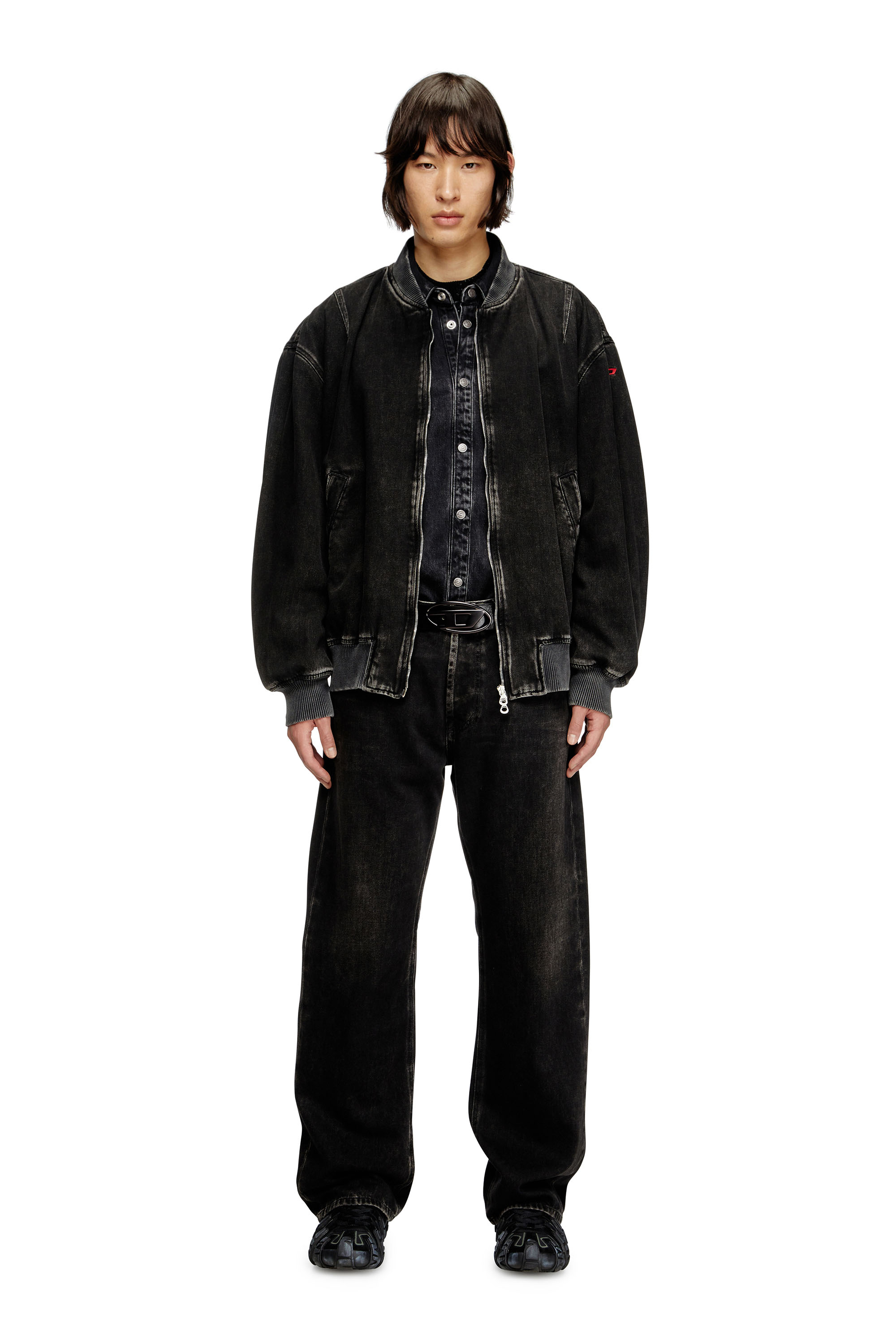 Diesel - D-VINZ, Man's Bomber jacket in clean-wash denim in Black - 2