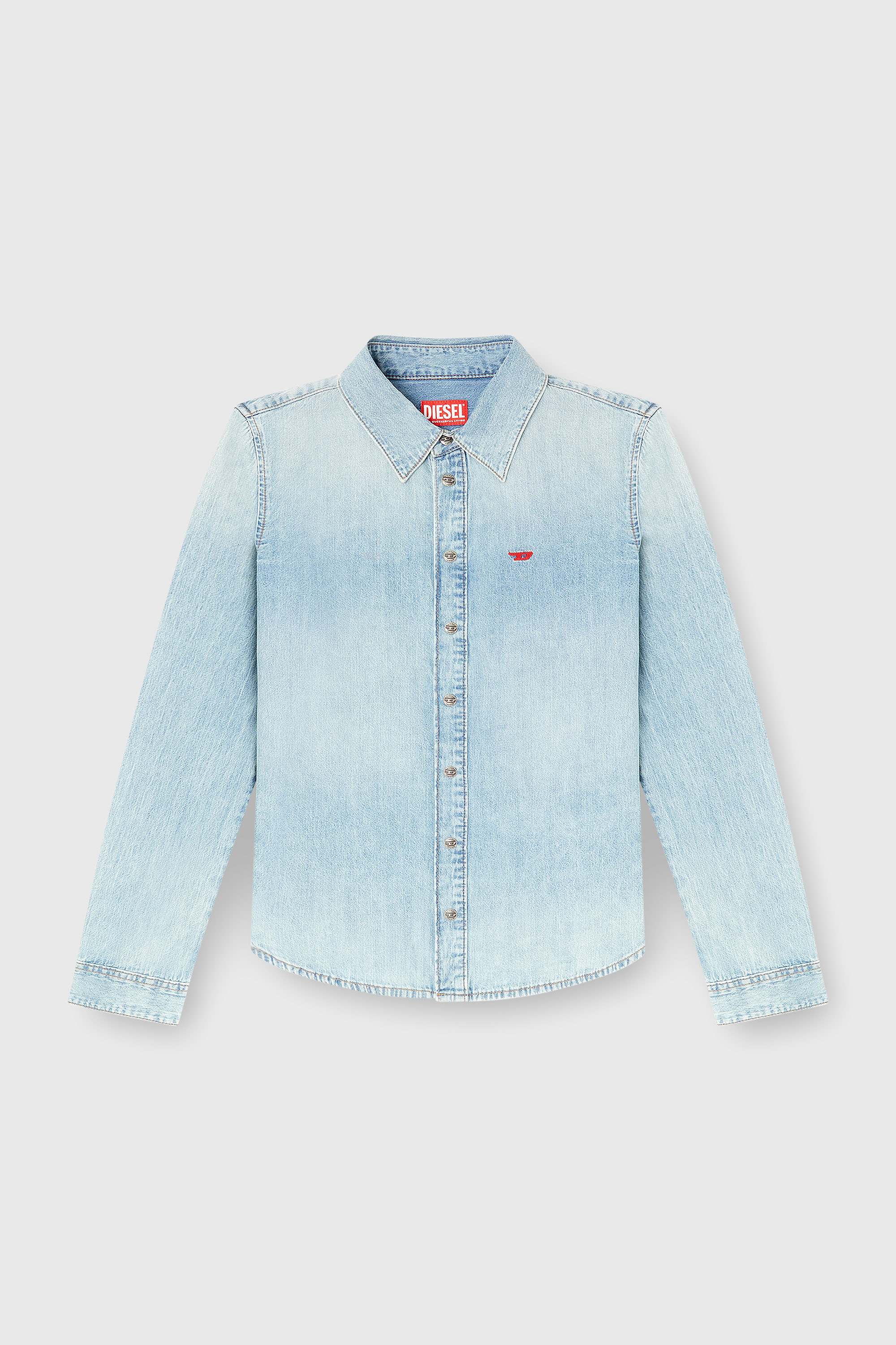 Diesel - DE-EAZY, Woman's Denim shirt with embroidered logo in Light Blue - 2