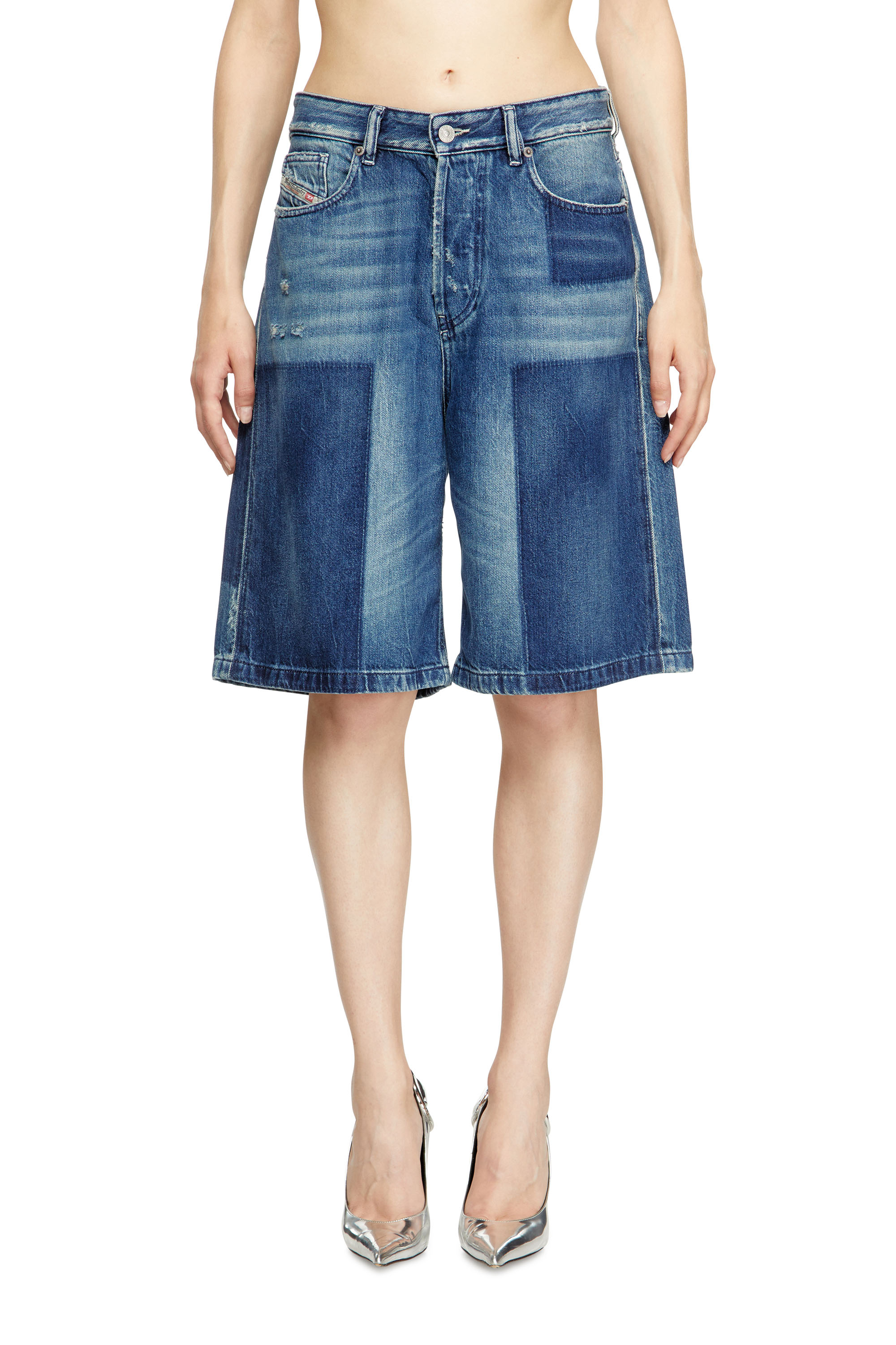 Diesel - DE-SIRE-SHORT, Woman's Shorts in contrast-effect denim in Medium blue - 1