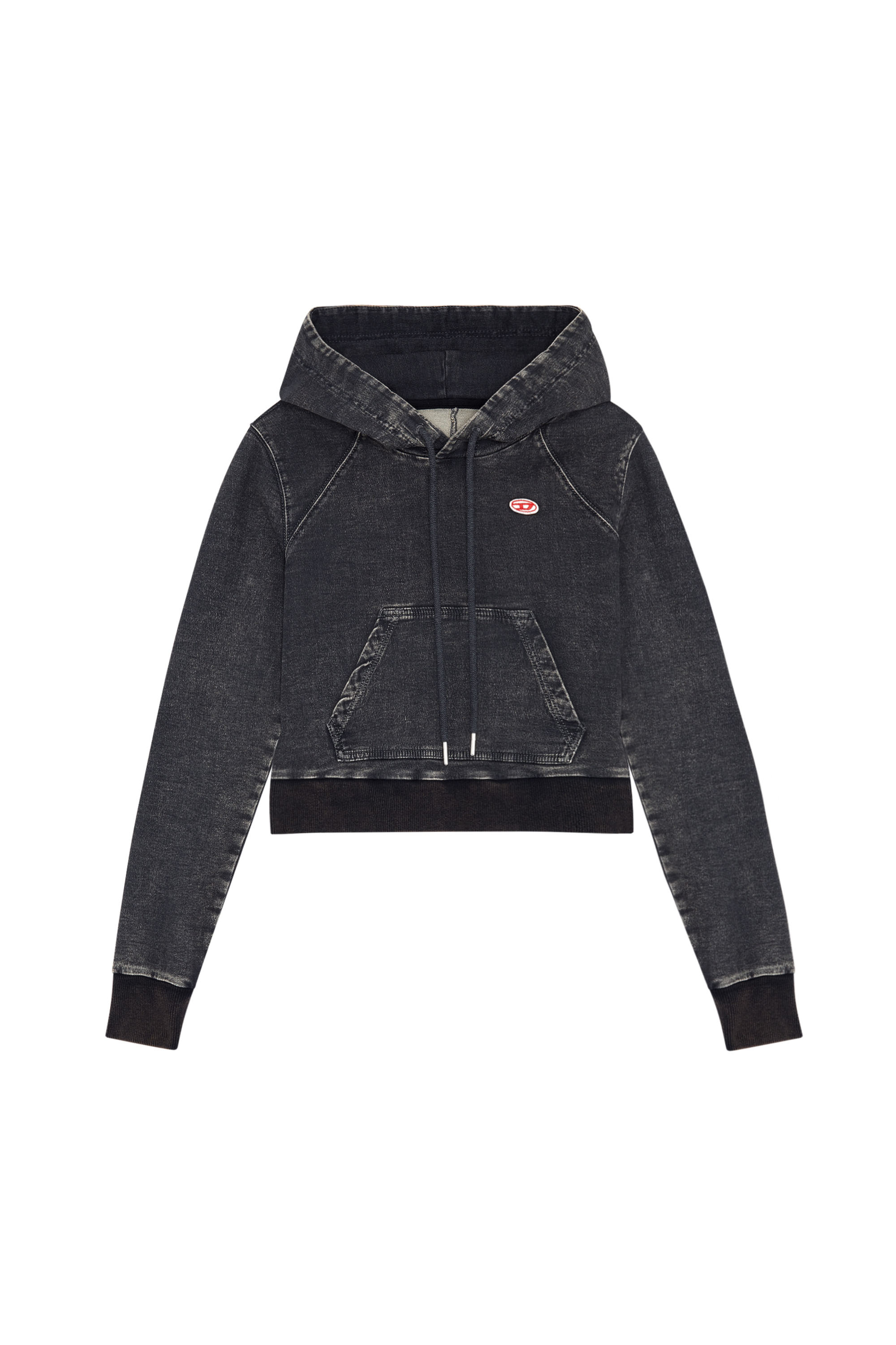 Diesel - D-ANGY TRACK DENIM HOODIE, Black/Dark grey - Image 3