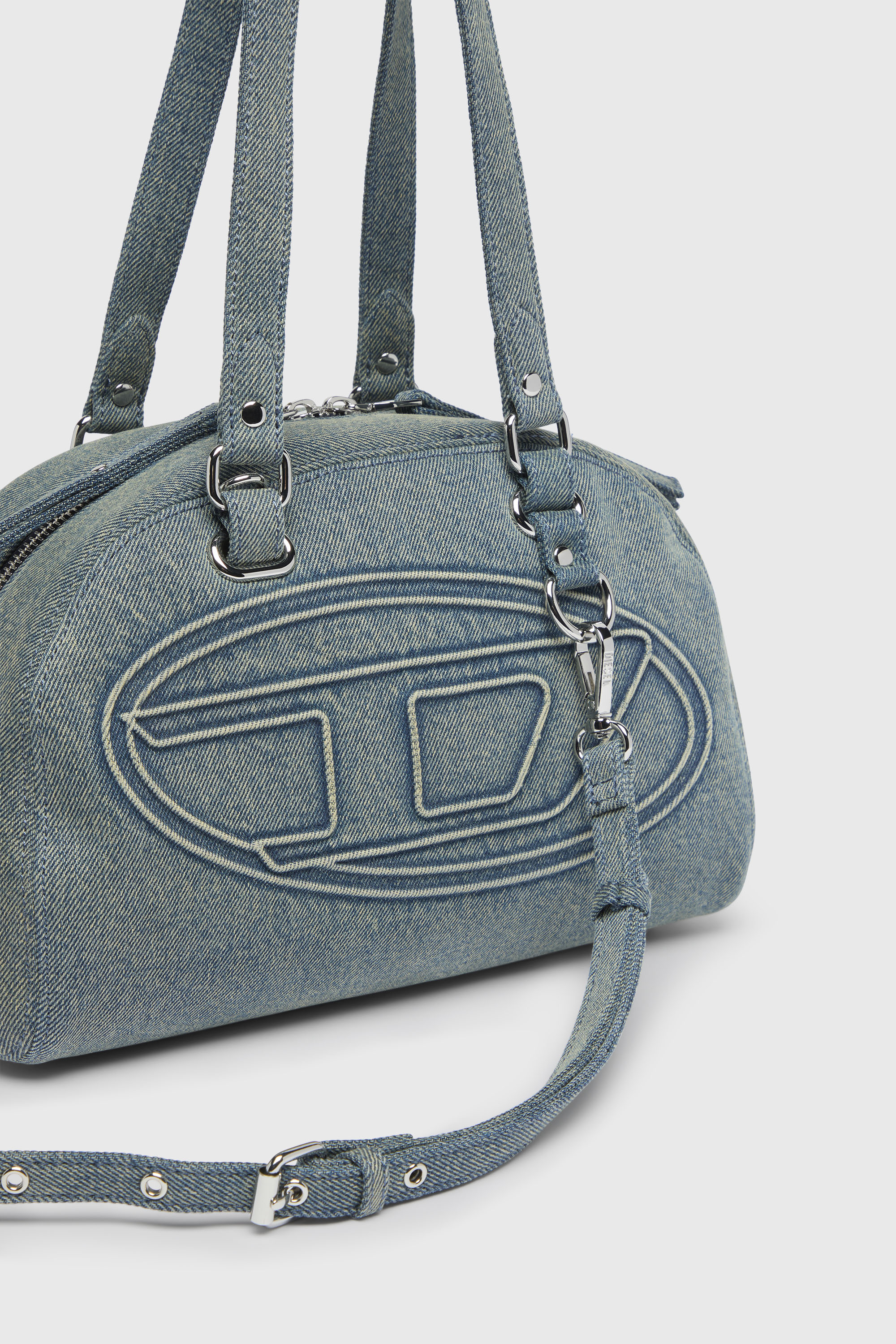 Diesel - 1DR DOME SOFT SHOULDER, Unisex's 1DR Dome-Shoulder bag in denim with Oval D logo in Light Blue - 6