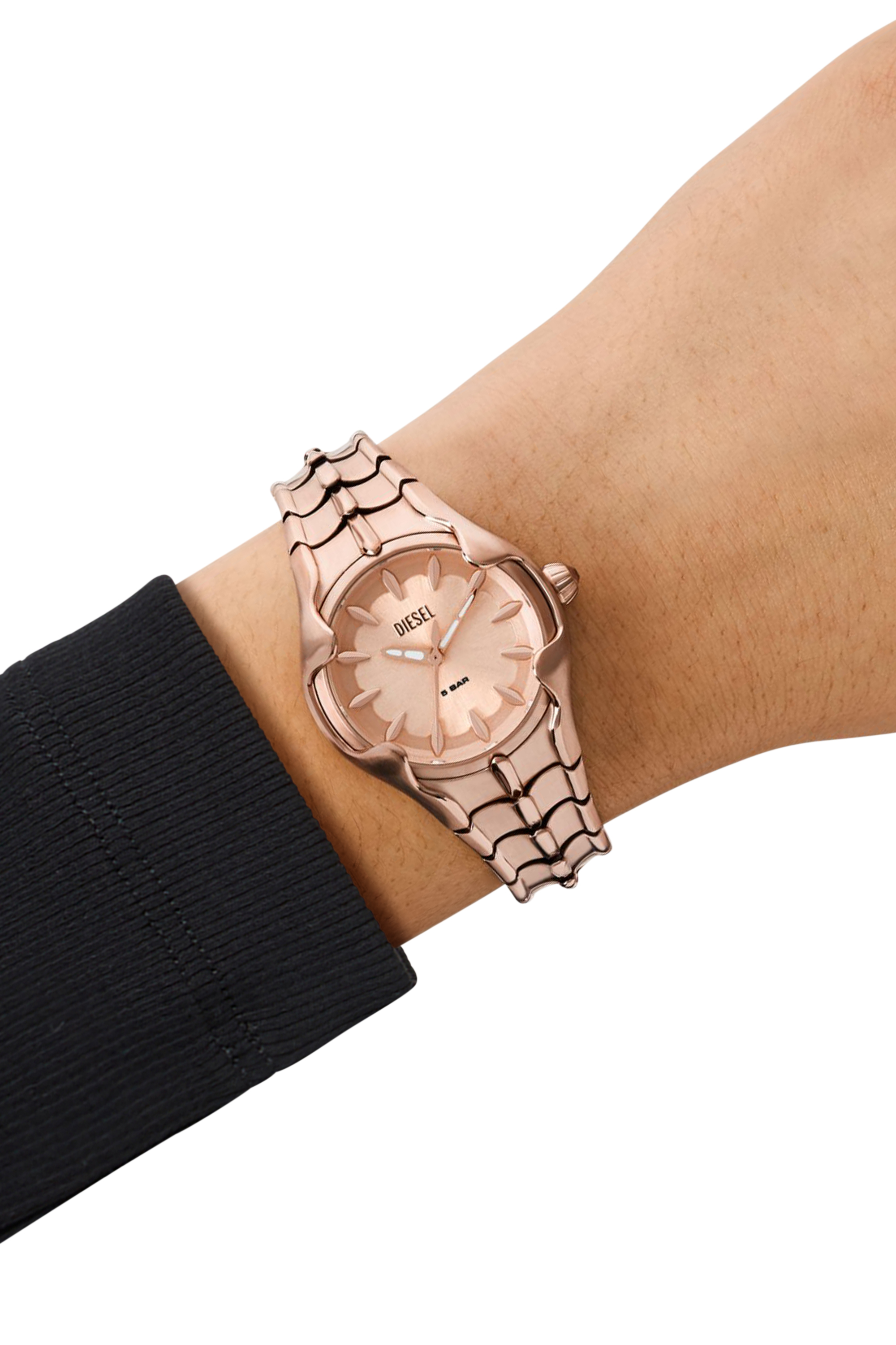 Diesel - DZ5604, Woman's Vert three-hand rose gold-tone stainless steel watch in Pink - 4