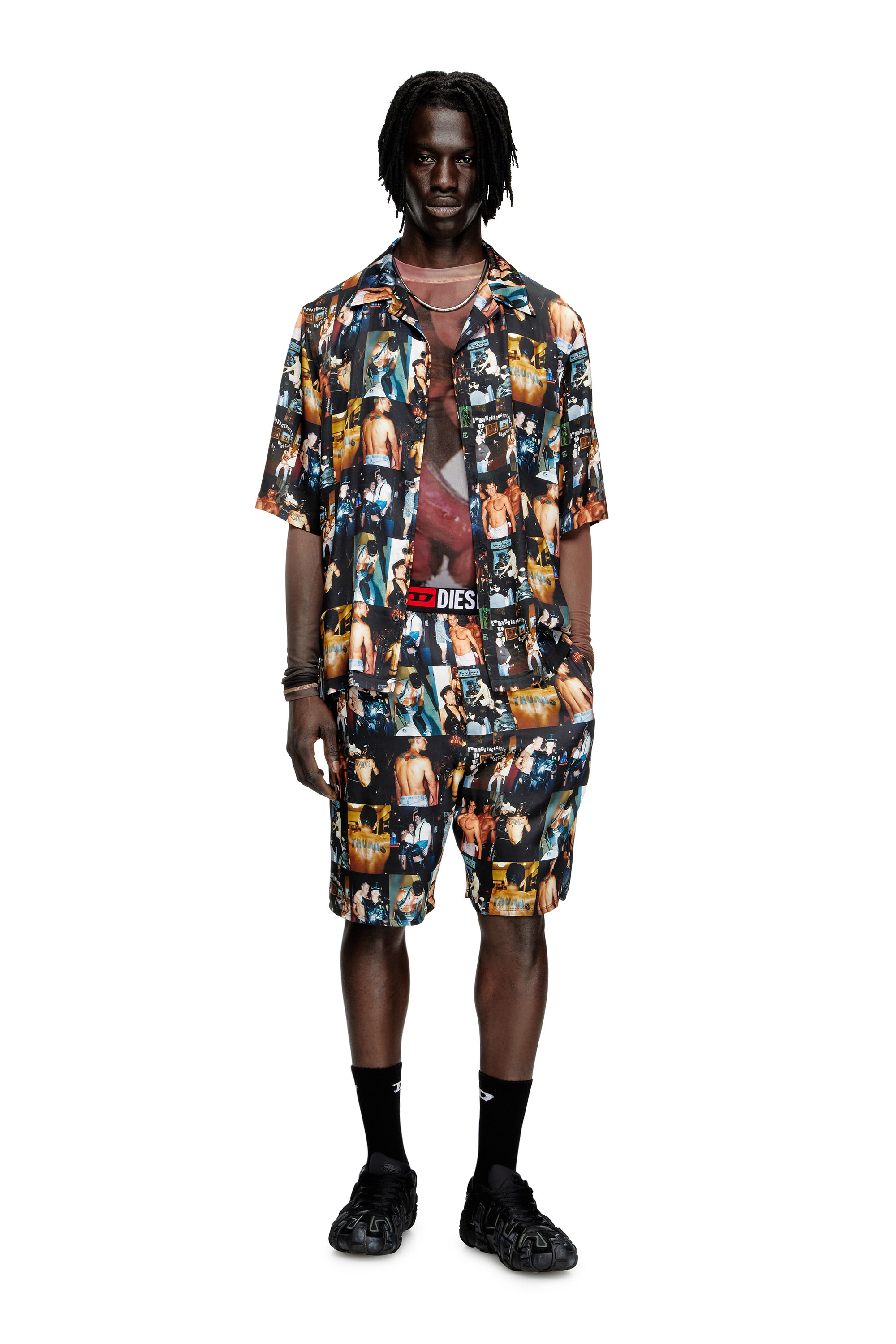 Diesel - PR-P-TOLL-SHOR-TOM25, Unisex's Bowling shirt with graphic prints in Black - 1