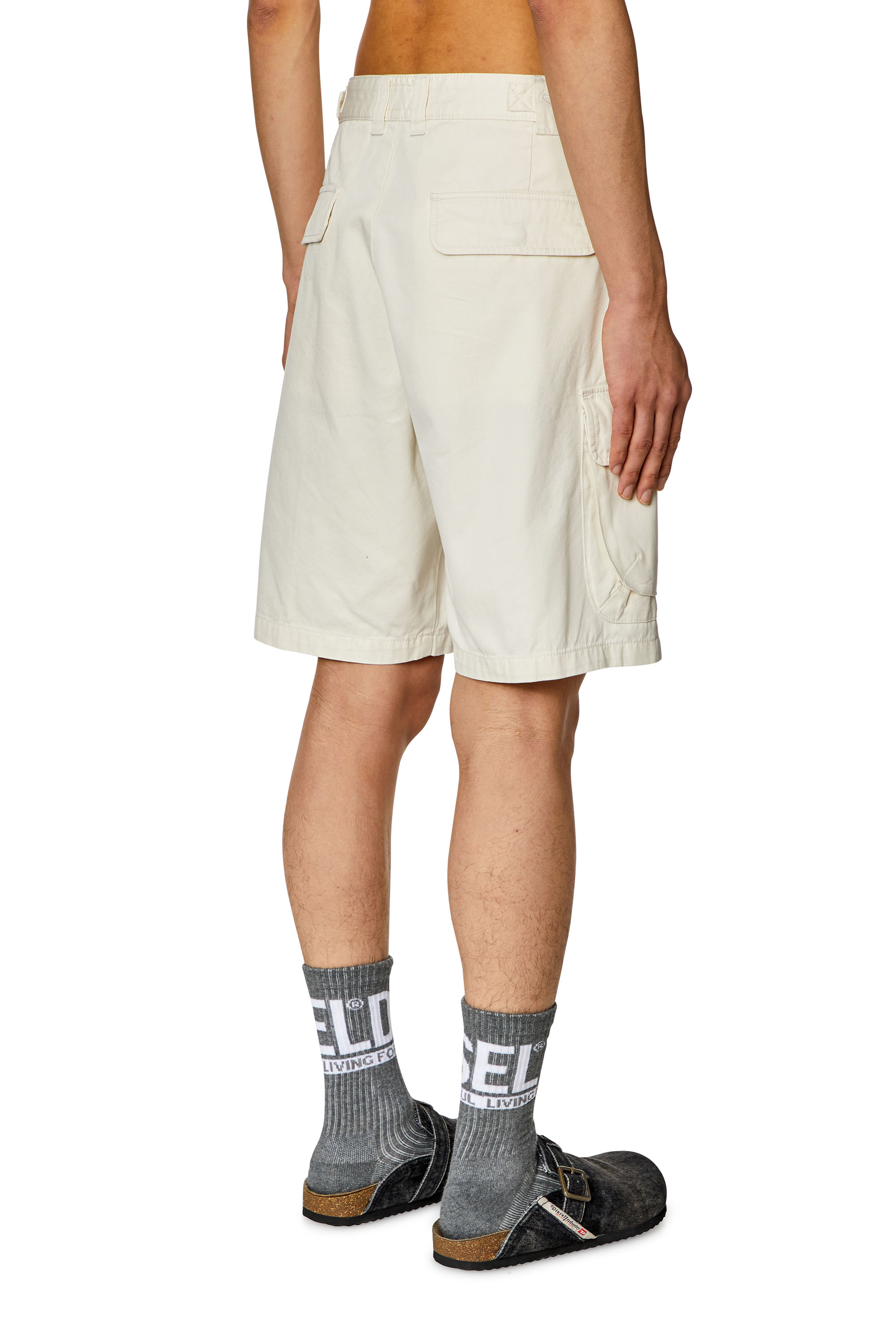 Diesel - P-ARGYM-SHORT, Man Twill cargo shorts in organic cotton in White - Image 4