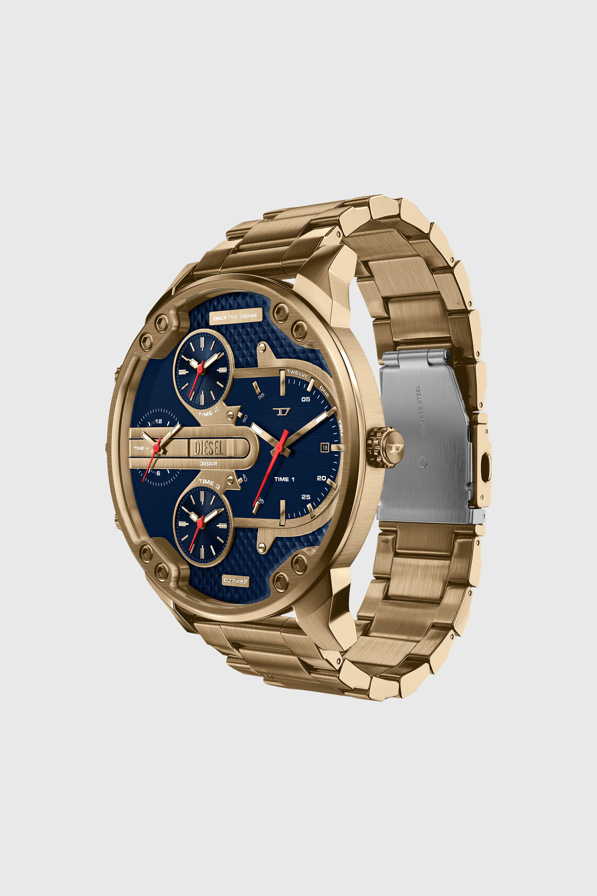 シム・シメール、【Daddy and the King】 Men's Mr. Daddy Slim date antique gold-tone stainless steel watch