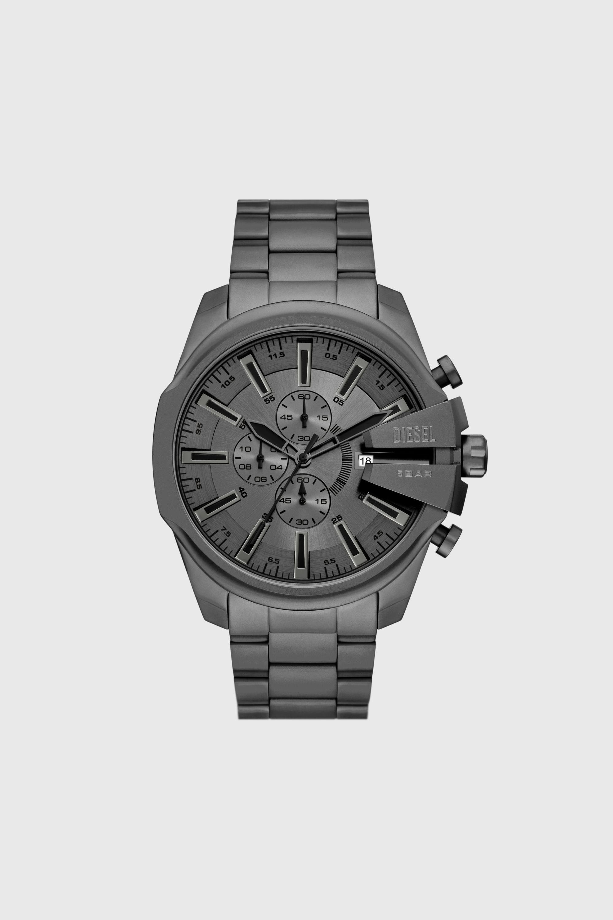 Diesel - DZ4676, Man's Diesel Mega Chief Slim Chronograph Gray Stainless Steel Watch in Dark grey - 1