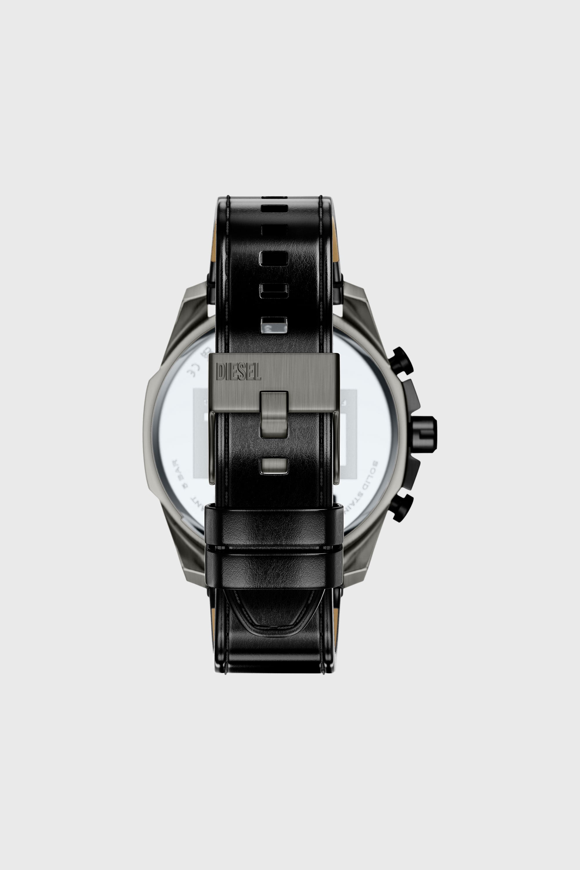 Diesel - DZ4714 WATCH, Man's Mega Chief Slim black leather watch in Black - 2