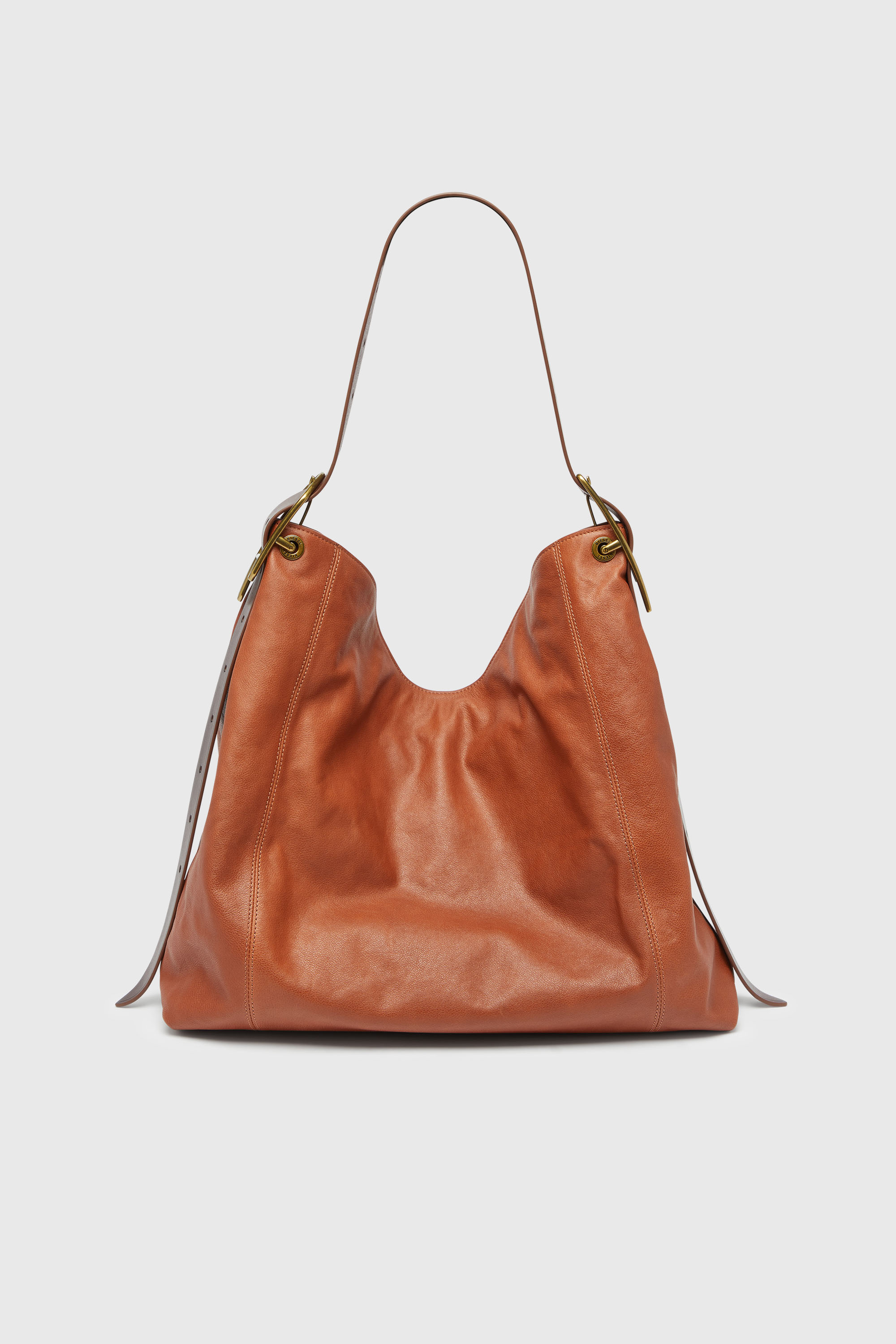 Diesel - D-LINE HOBO L, Woman's D-Line-Hobo bag in shiny leather in Brown - 3
