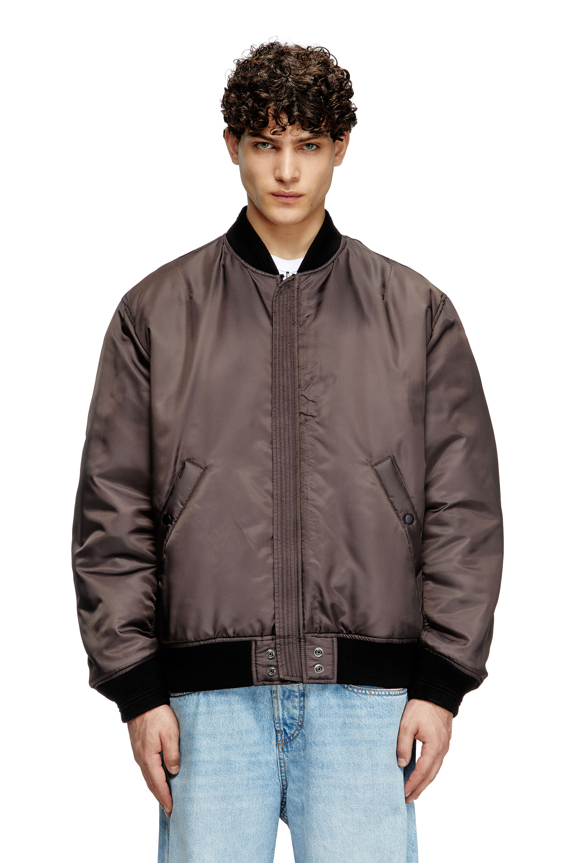 Diesel - J-HELD, Man's Bomber in padded nylon with Oval D in Black - 6