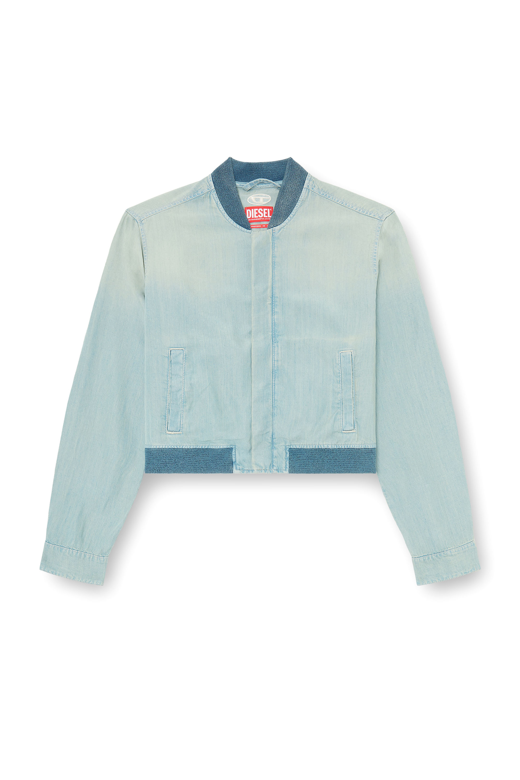 Diesel - DE-RANIA-S1, Woman's Bomber-shirt in fluid dirt-effect denim in null - 2