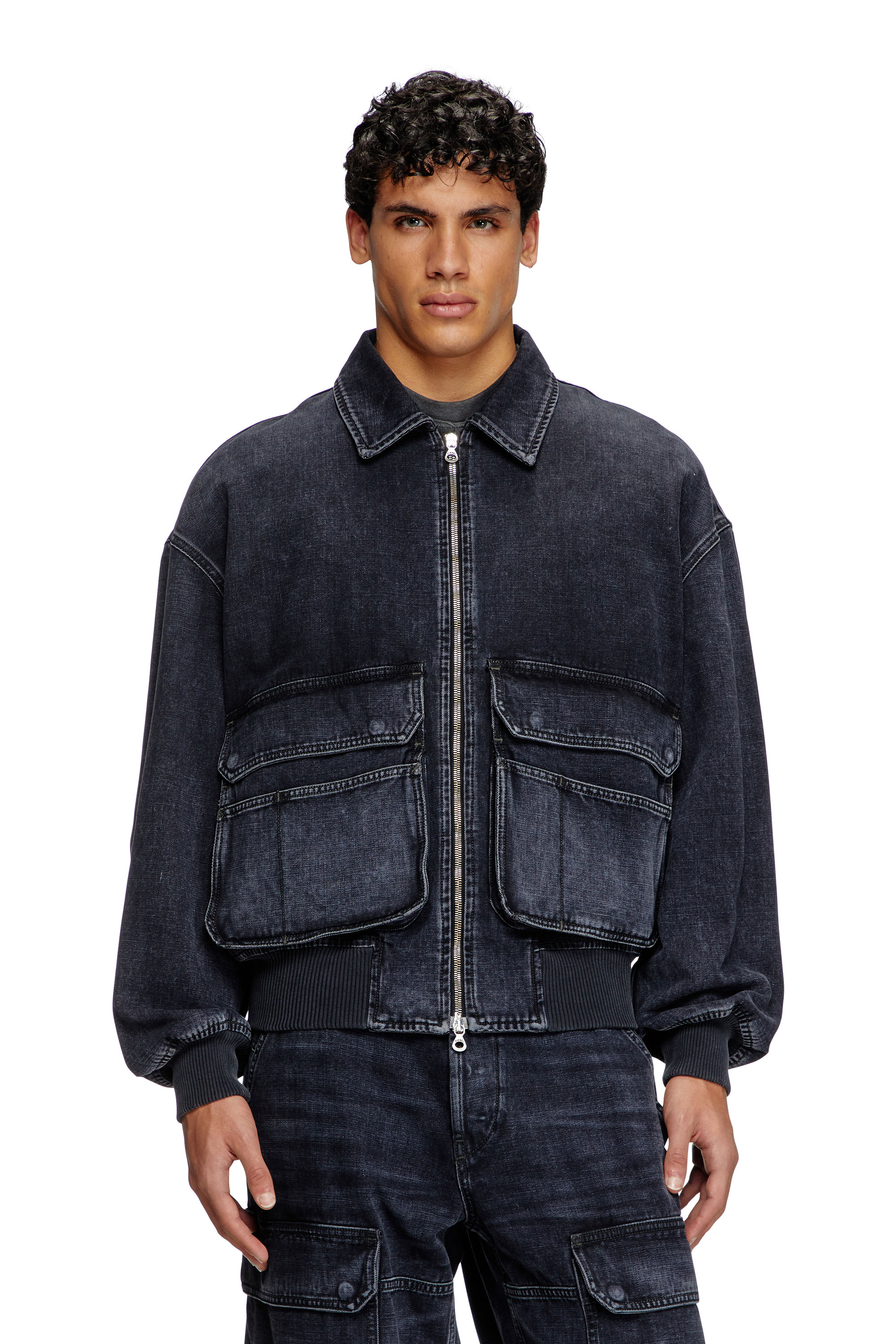 Diesel - D-KURZ, Unisex's Jacket in batavia-weave denim in Black - 2