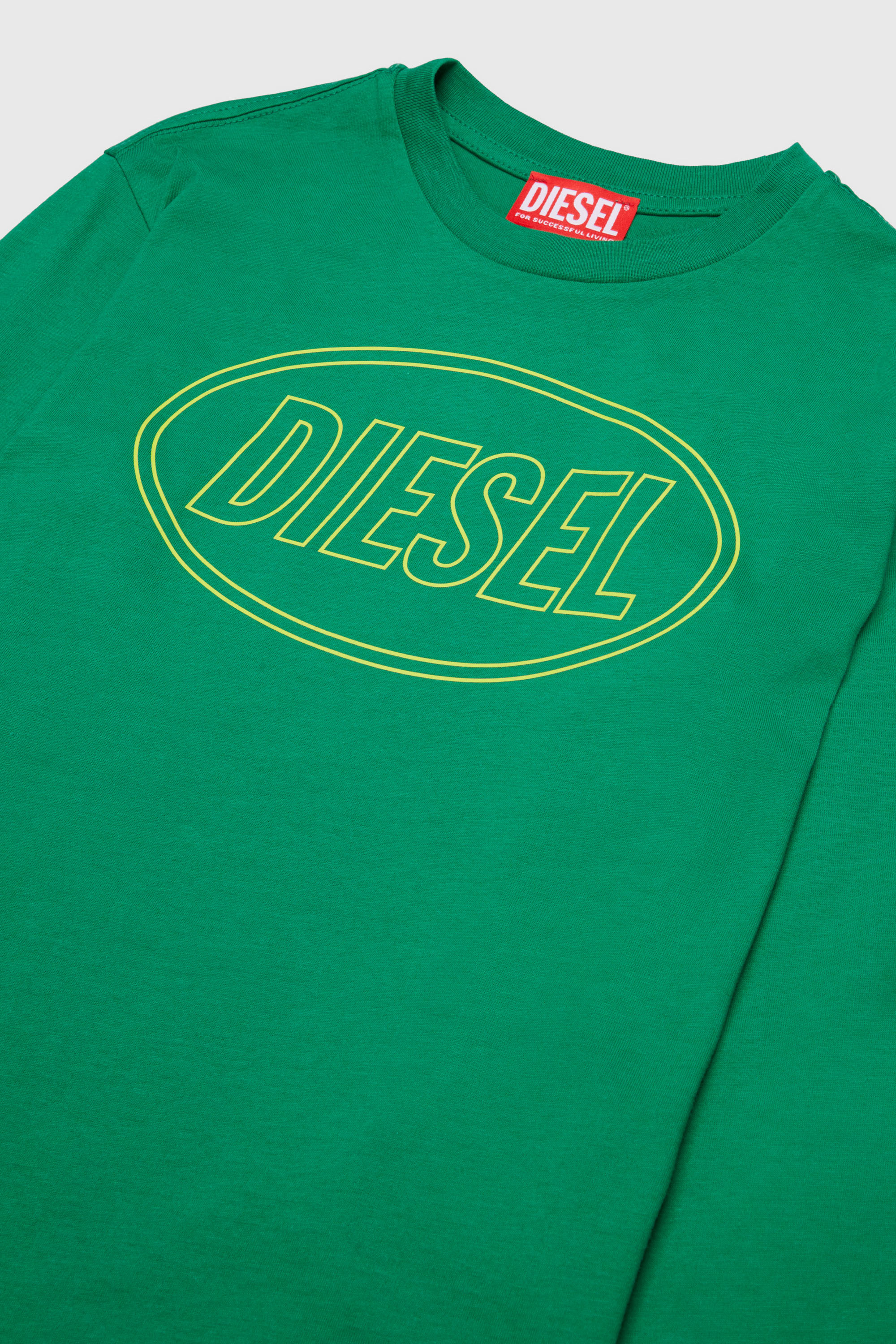 Diesel - TCIRCLELS OVER, Man's Long-sleeve T-shirt with Oval D logo in Green - 3