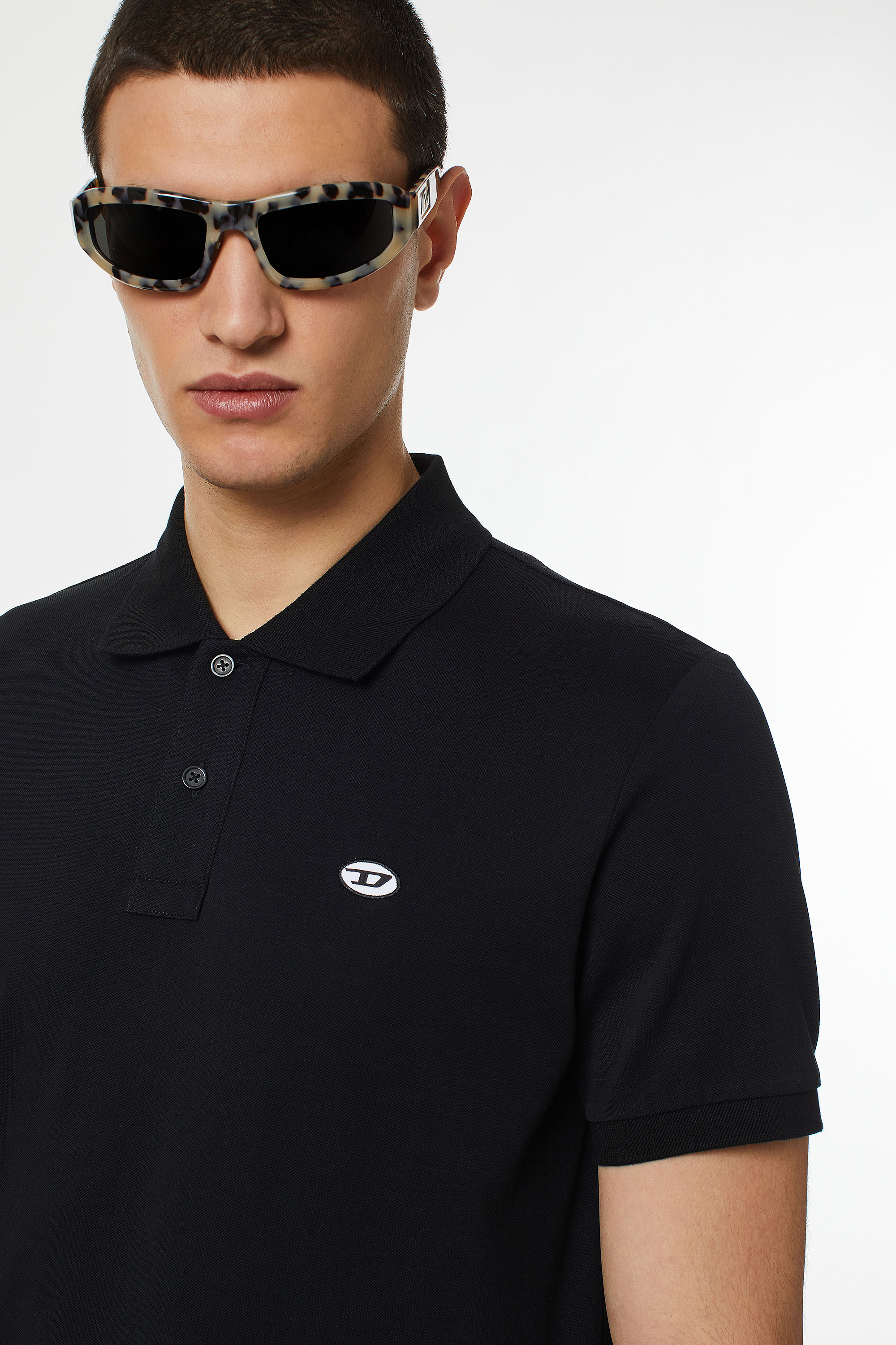 Diesel - T-SMITH-DOVAL-PJ, Man Polo shirt with oval D patch in Black - Image 3