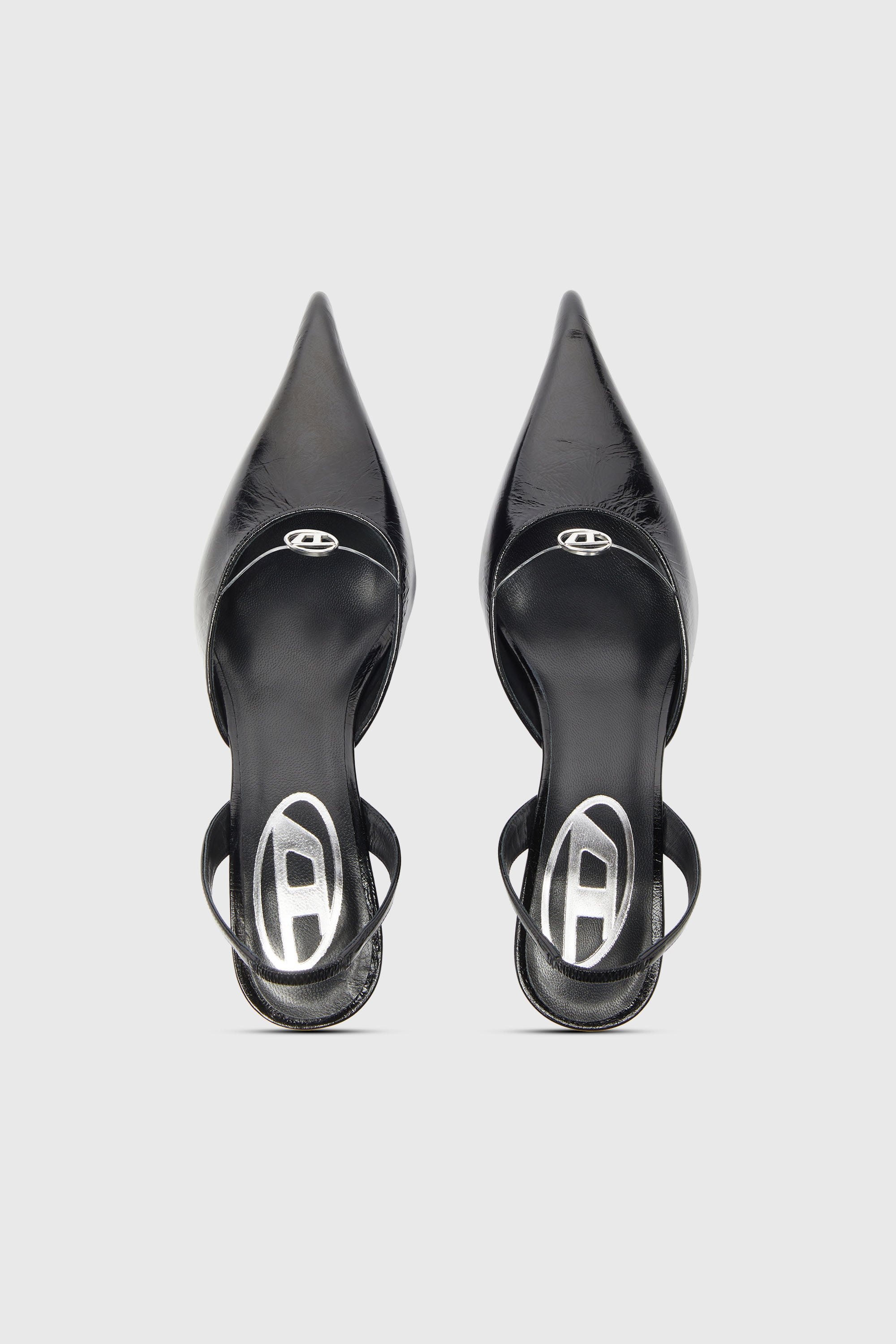 Diesel - D-JEWELS 40 D'OR, Woman's D-Jewels - Leather slingbacks with Oval D jewel in Black - 5