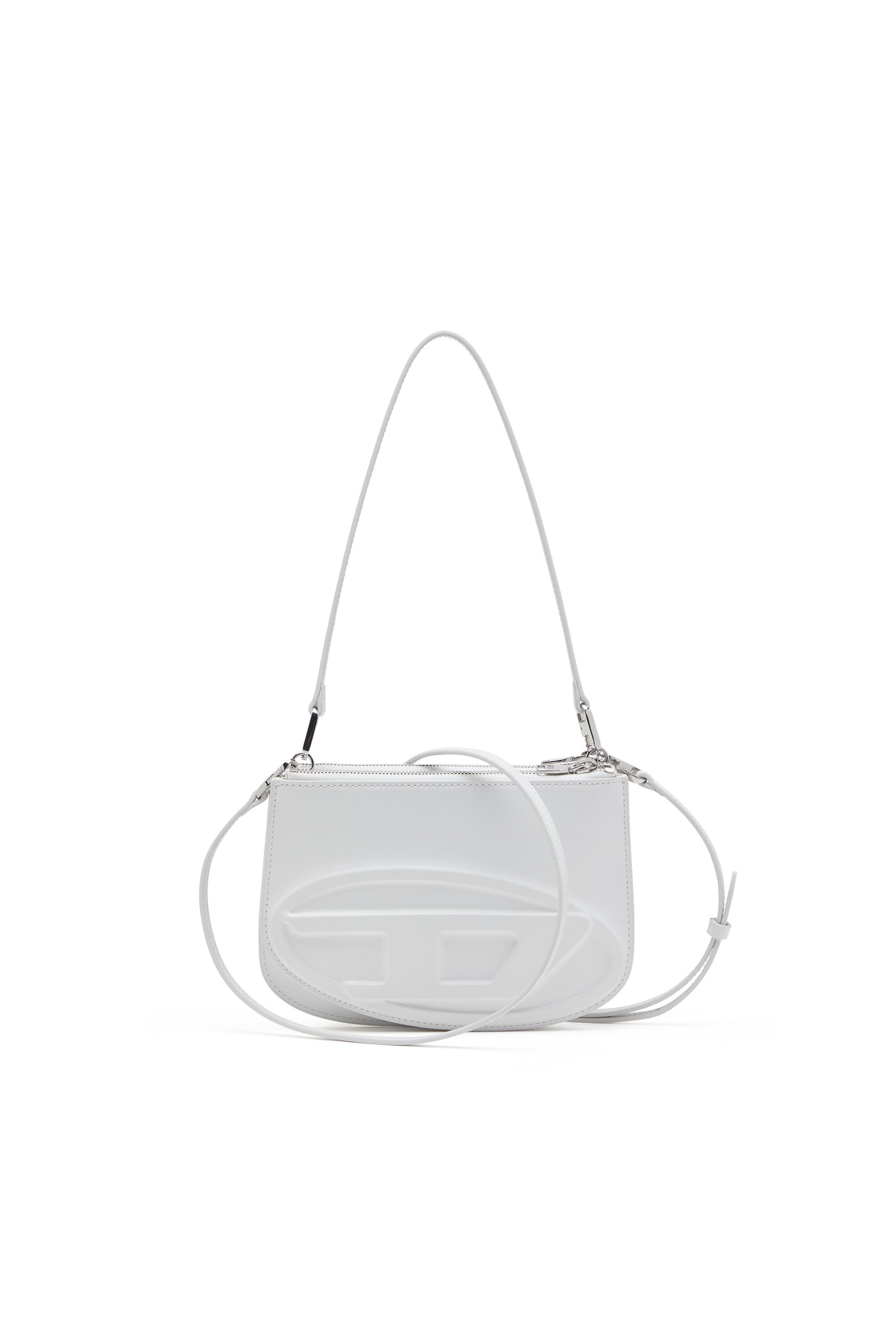 Diesel - 1DR TWIN, Woman's Double-pouch shoulder bag in printed leather in White - 1